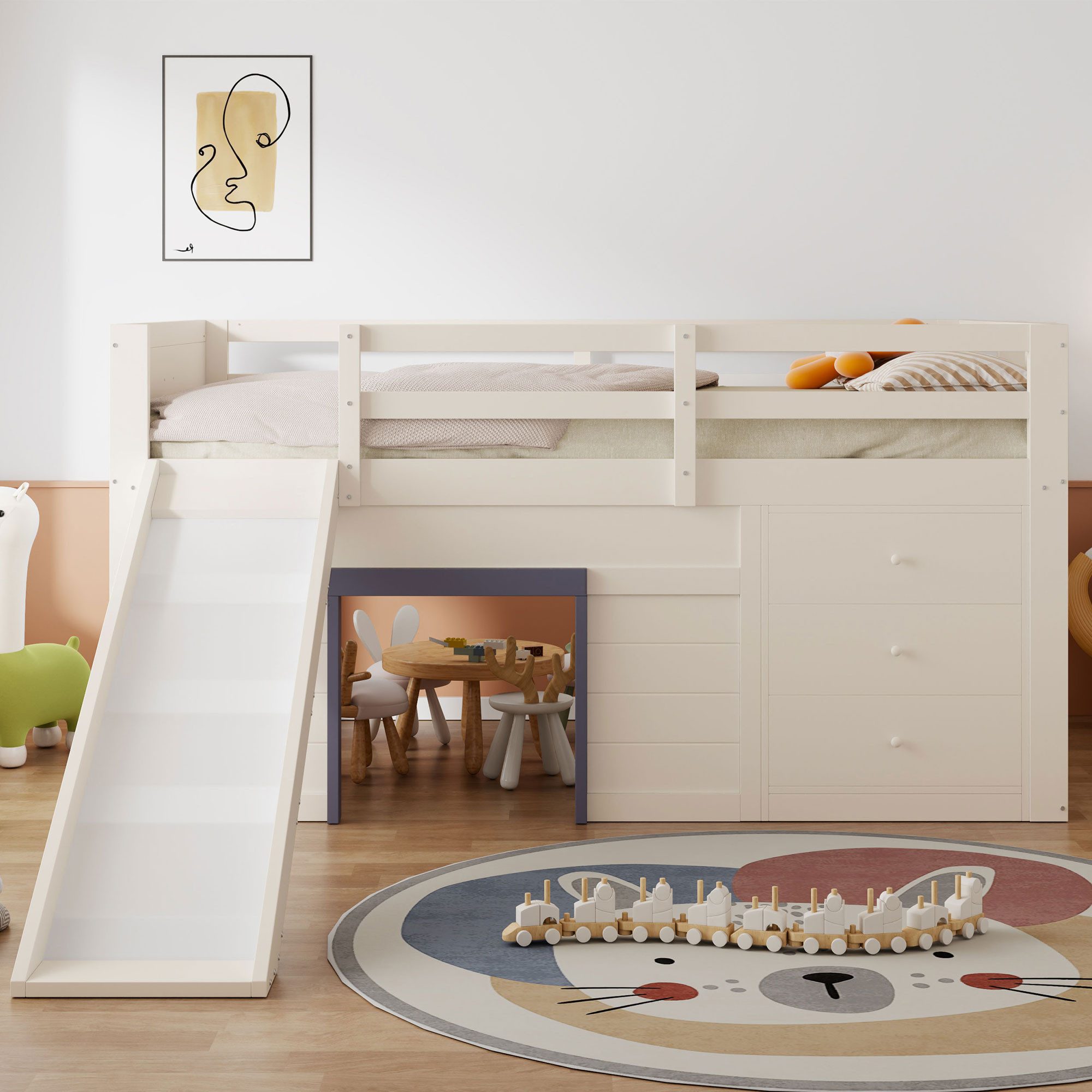 Flieks Hochbett Hausform Kinderbett 140x200cm mit günstig online kaufen