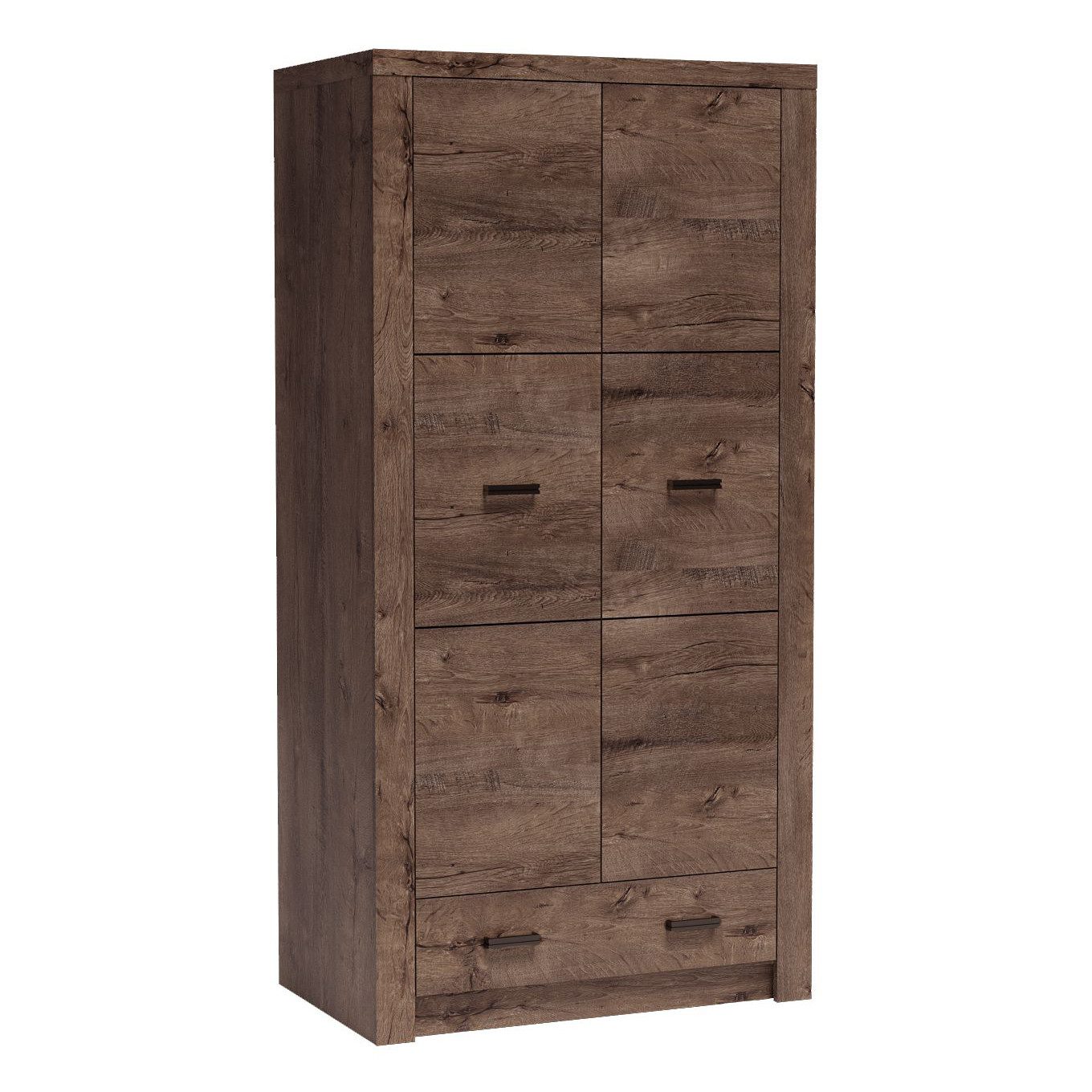 Beautysofa Kleiderschrank POLIS I-1 – 2-türiger Schrank mit tiefer Schublade und wählbarer Innenausstattung