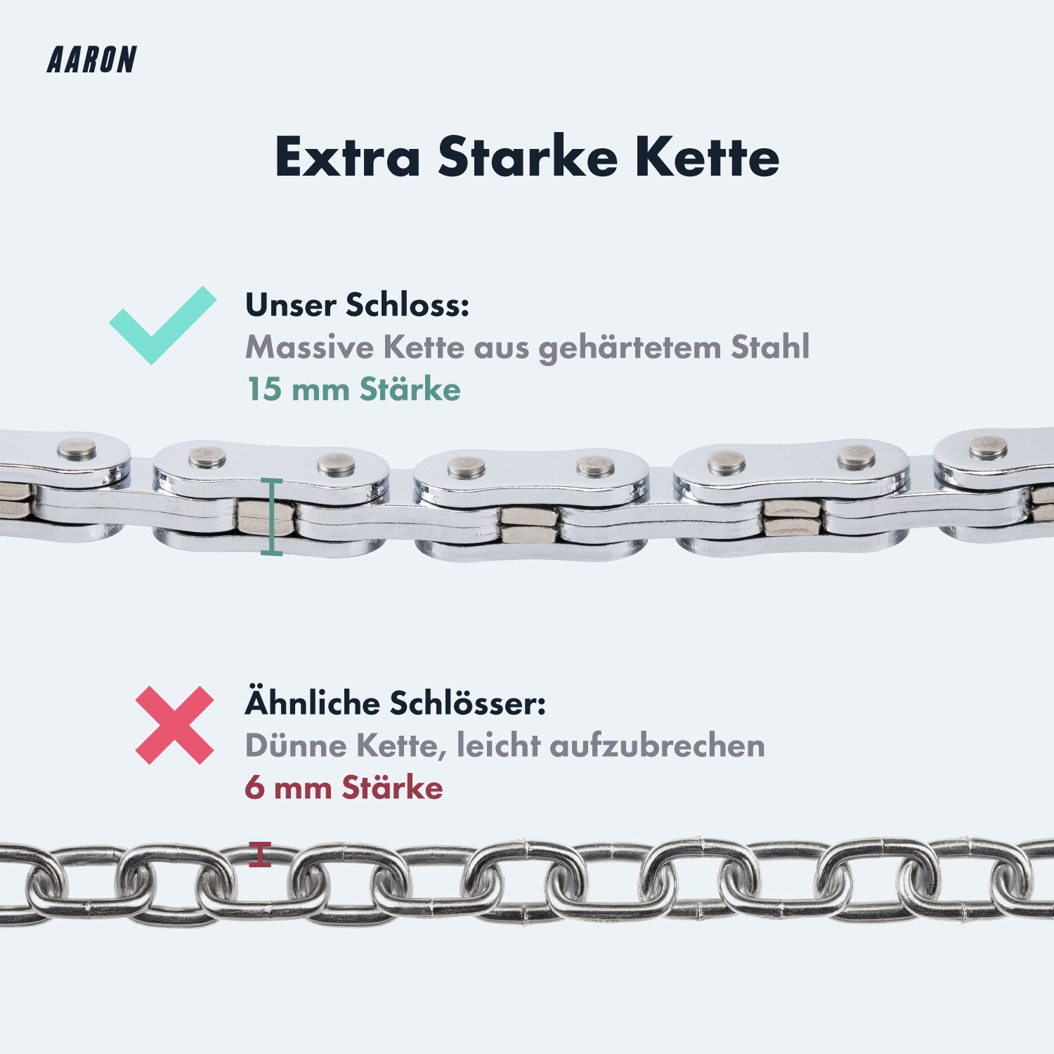 AARON Kettenschloss Bolt Handschellenschloss E-Scooter Fahrrad Hochsicherheit