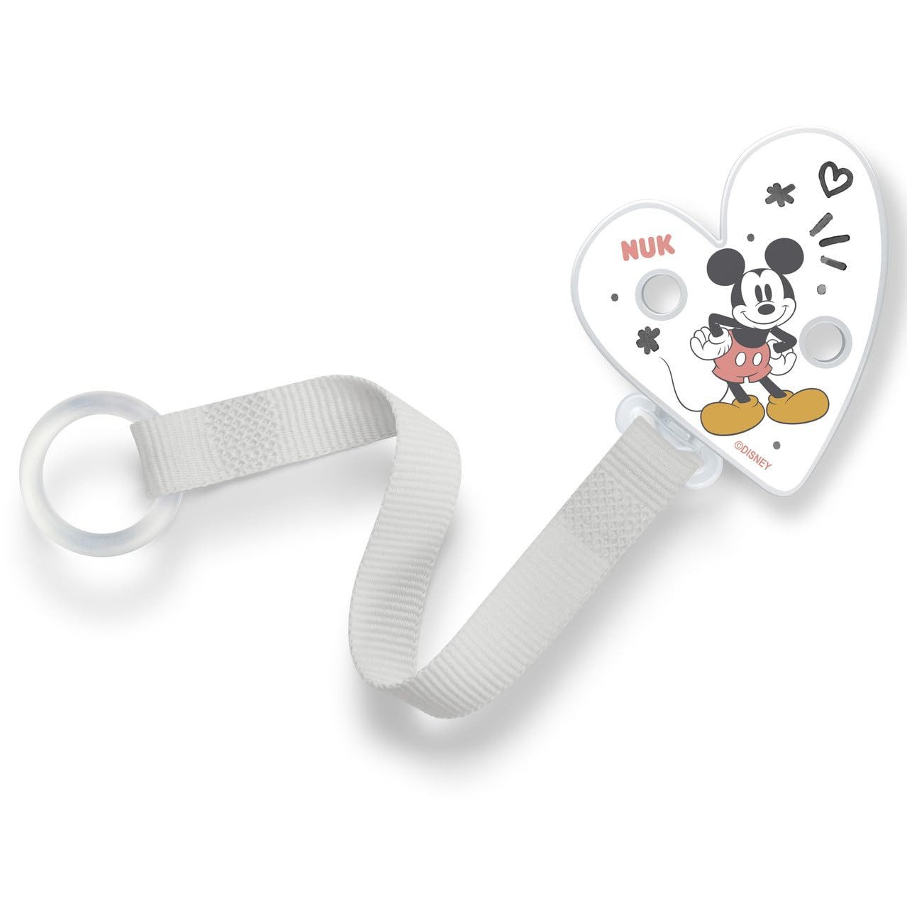 NUK Schnullerbefestigung NUK Schnullerband – Disney Mickey Mouse Design, Sicher, (1-tlg)