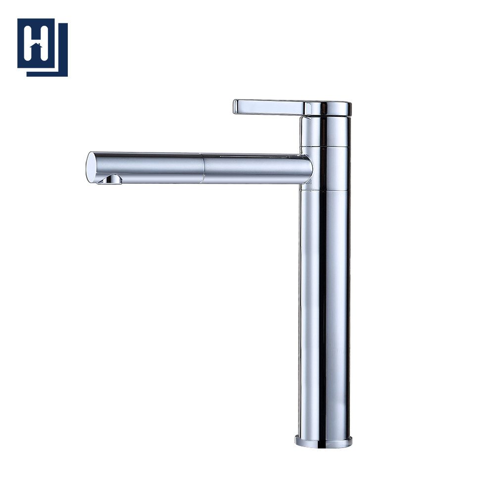 HOMELODY Badarmatur Wasserhahn Bad mit 360° Drehbar Auslauf (Mischbatterie) Hochmontage Wasserhahn, Chrom, Messing