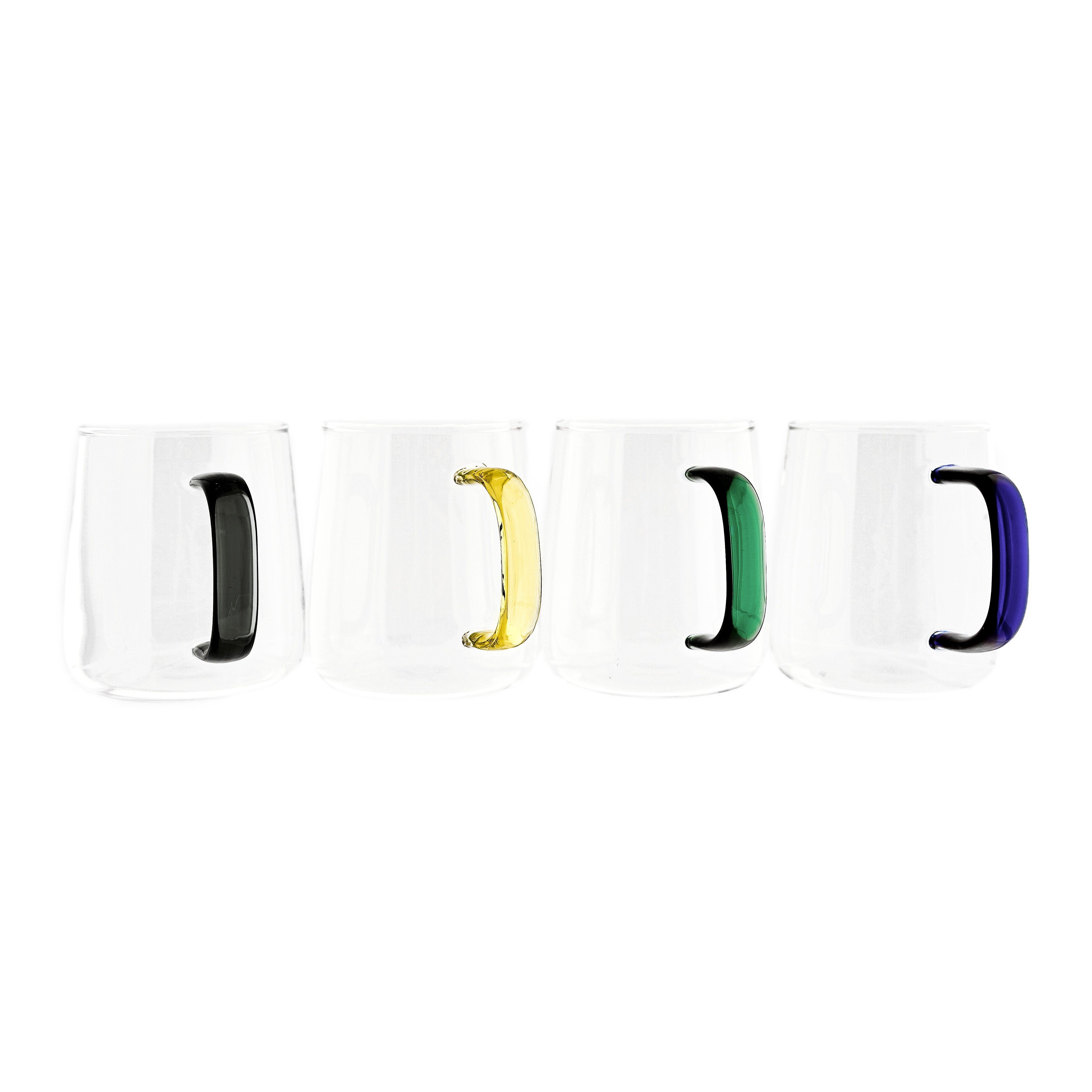 Almina Glas 4er Glas Set mit Henkel aus Hochwertigem Brosilikatglas 520 ml, 4-tlg.