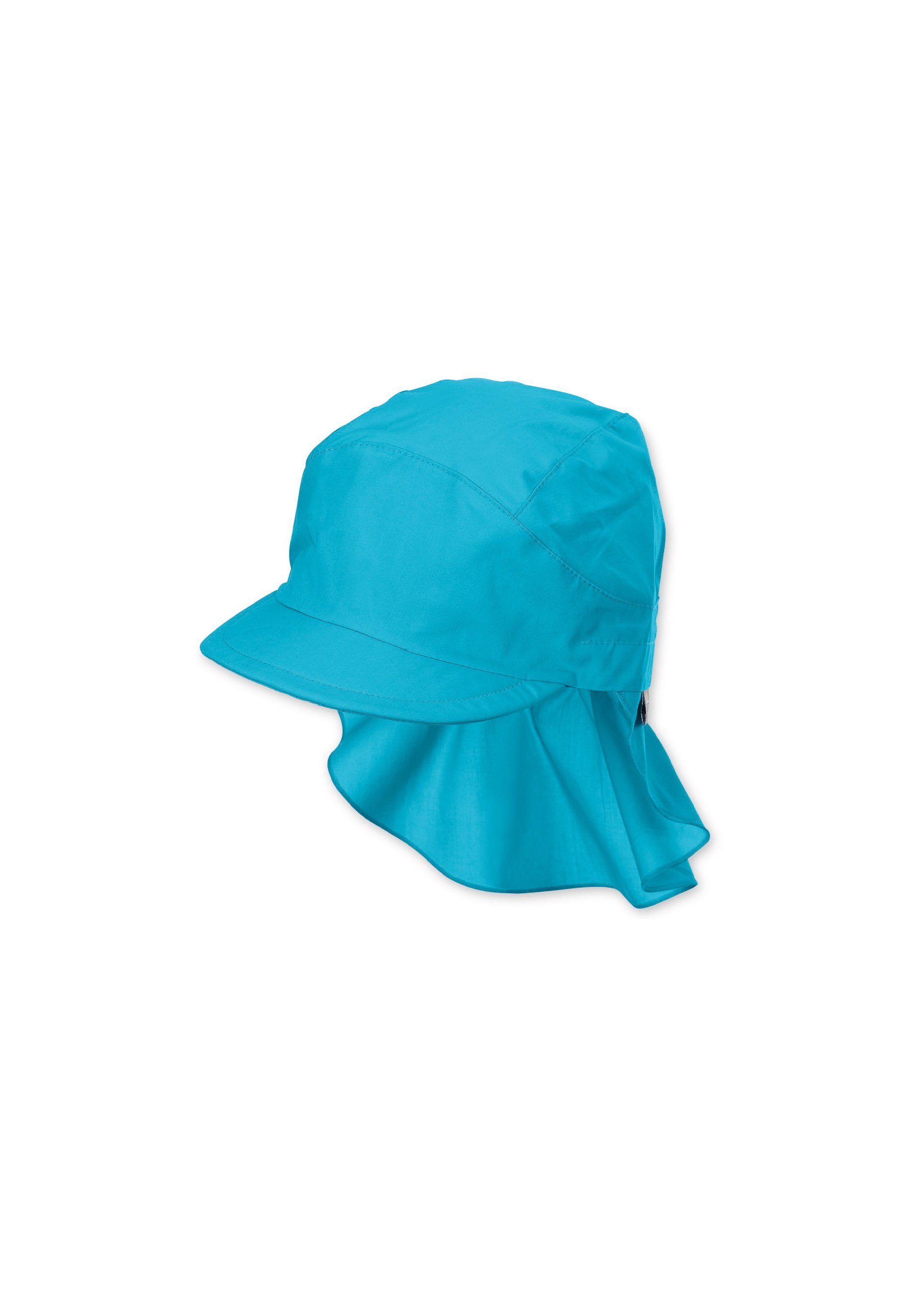 Sterntaler® Beanie Schirmmütze mit Sternen UV-Popeline aus blue Schirm bedruckt unifarben mit mit Nackenschutz UV-Sonnenschutz dark Kindermütze 50) (1-St., Erstlingsmütze