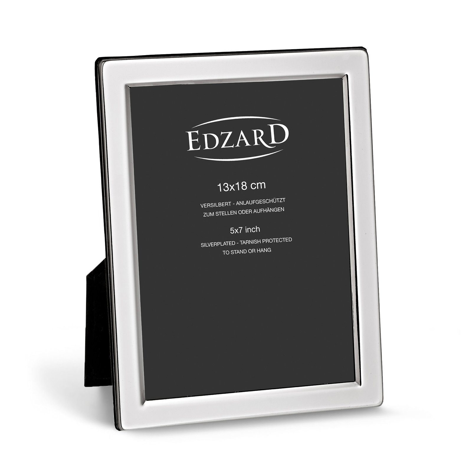 EDZARD Bilderrahmen Salerno, versilbert Fotorahmen, zum und und 13x18 für anlaufgeschützt, Foto für cm Foto Rahmen - Hinstellen Aufhängen