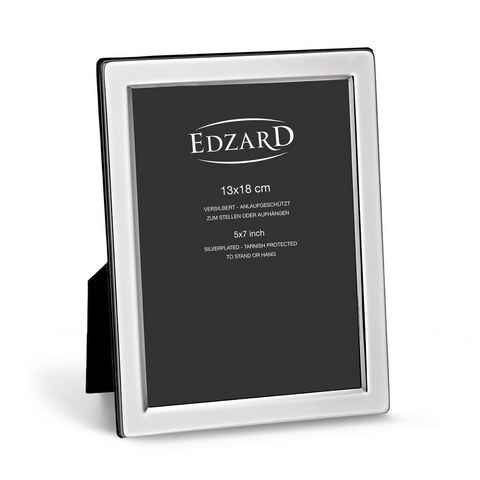 EDZARD Bilderrahmen Salerno, versilbert und anlaufgeschützt, für 13x18 cm Foto - Fotorahmen, Rahmen für Foto zum Hinstellen und Aufhängen