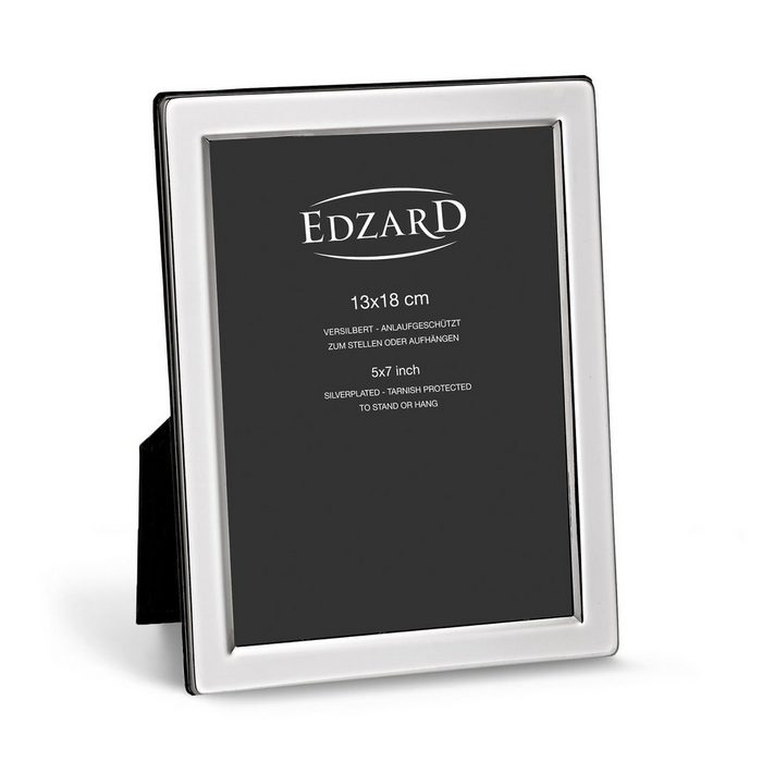 EDZARD Bilderrahmen Salerno versilbert und anlaufgeschützt für 13x18 cm Foto - Fotorahmen Rahmen für Foto zum Hinstellen und Aufhängen