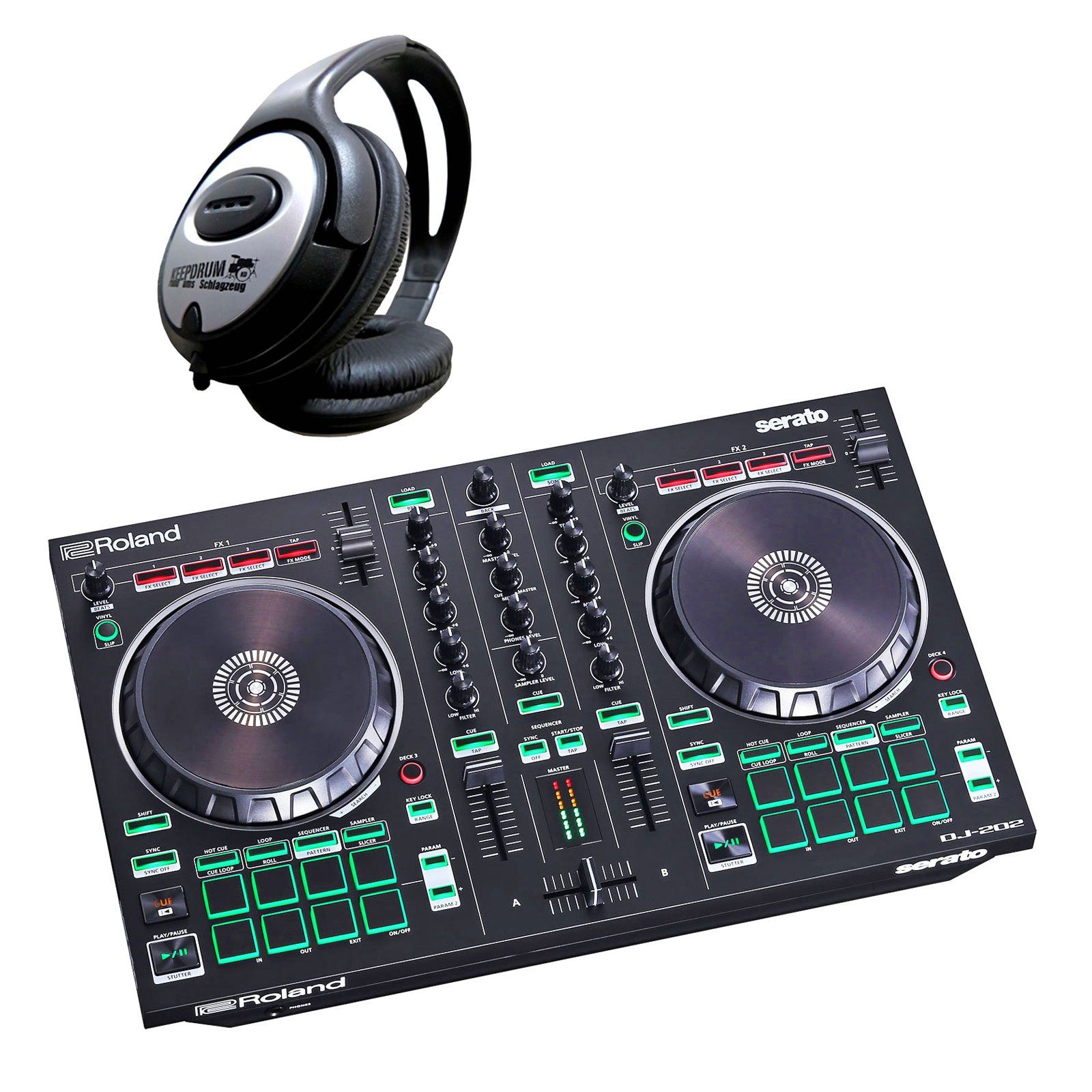 Roland Audio DJ Controller DJ-202 USB mit Kopfhörer