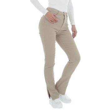 Ital-Design High-waist-Jeans Damen Freizeit Stretch High Waist Jeans in Beige