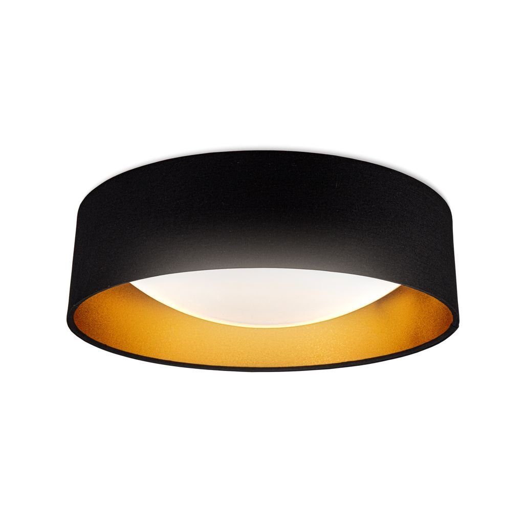 B.K.Licht Deckenleuchte LED Design-Deckenlampe rund 40x11cm Stoff Lampenschirm Sternenhimmel, LED fest integriert, Neutralweiß, 4000K Wohnzimmerlampe 18W 2200lm Schlafzimmer schwarz-gold - BKL1451
