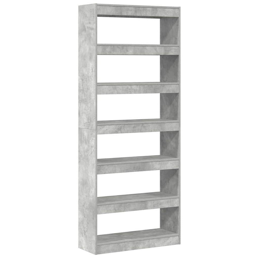 vidaXL Bücherregal Bücherregal mit Regal Beton Grau 80 x 30 x 198 cm Holzwerkstoff, 1-tlg.