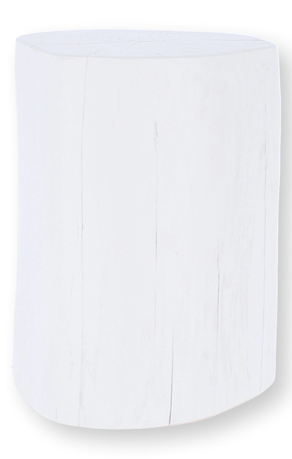 jankurtz Beistelltisch Block rund, Kernesche massiv, Weiß, H 38 cm