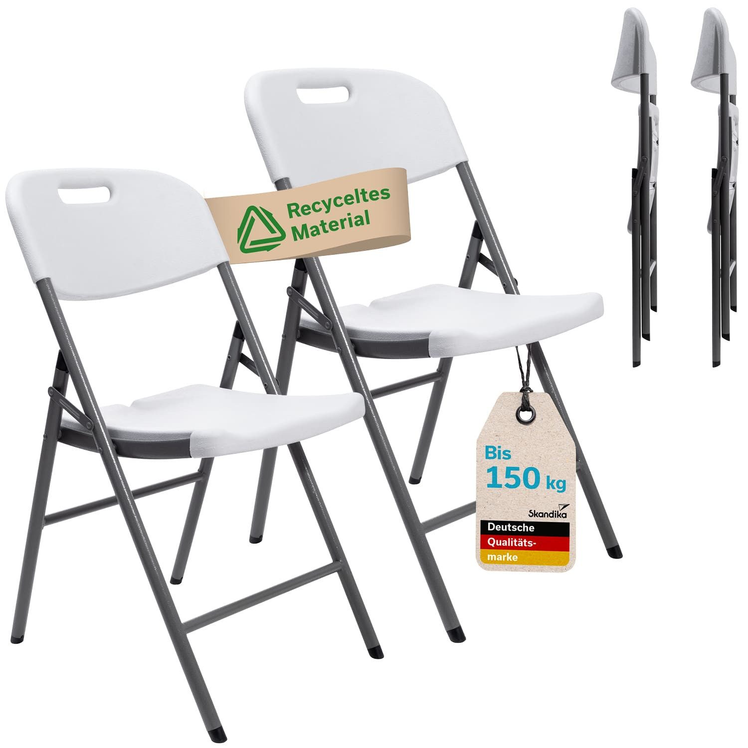 Skandika Klappstuhl Masi 2er-Set, Gewicht (je Stuhl) 4 kg, Maße 59 × 46 × 83 cm, leicht, belastbar bis 150kg, wetterfest, Aufbau ohne Werkzeug