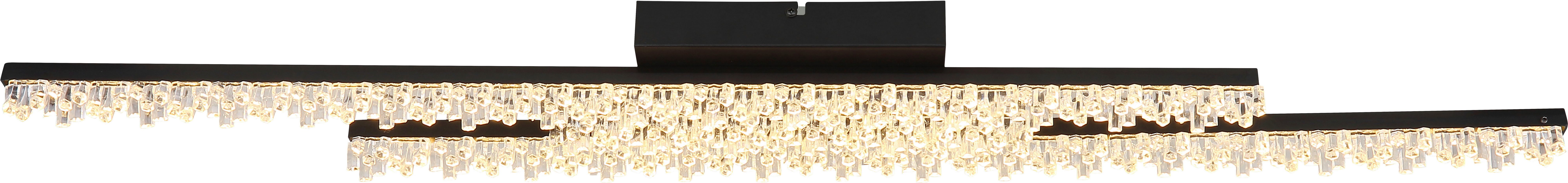 GLOBO LIGHTING Deckenleuchte HILTON, LED fest integriert, Warmweiß, Deckenleuchte Schwarz/Alu, Acrylkristalle, LED 36W