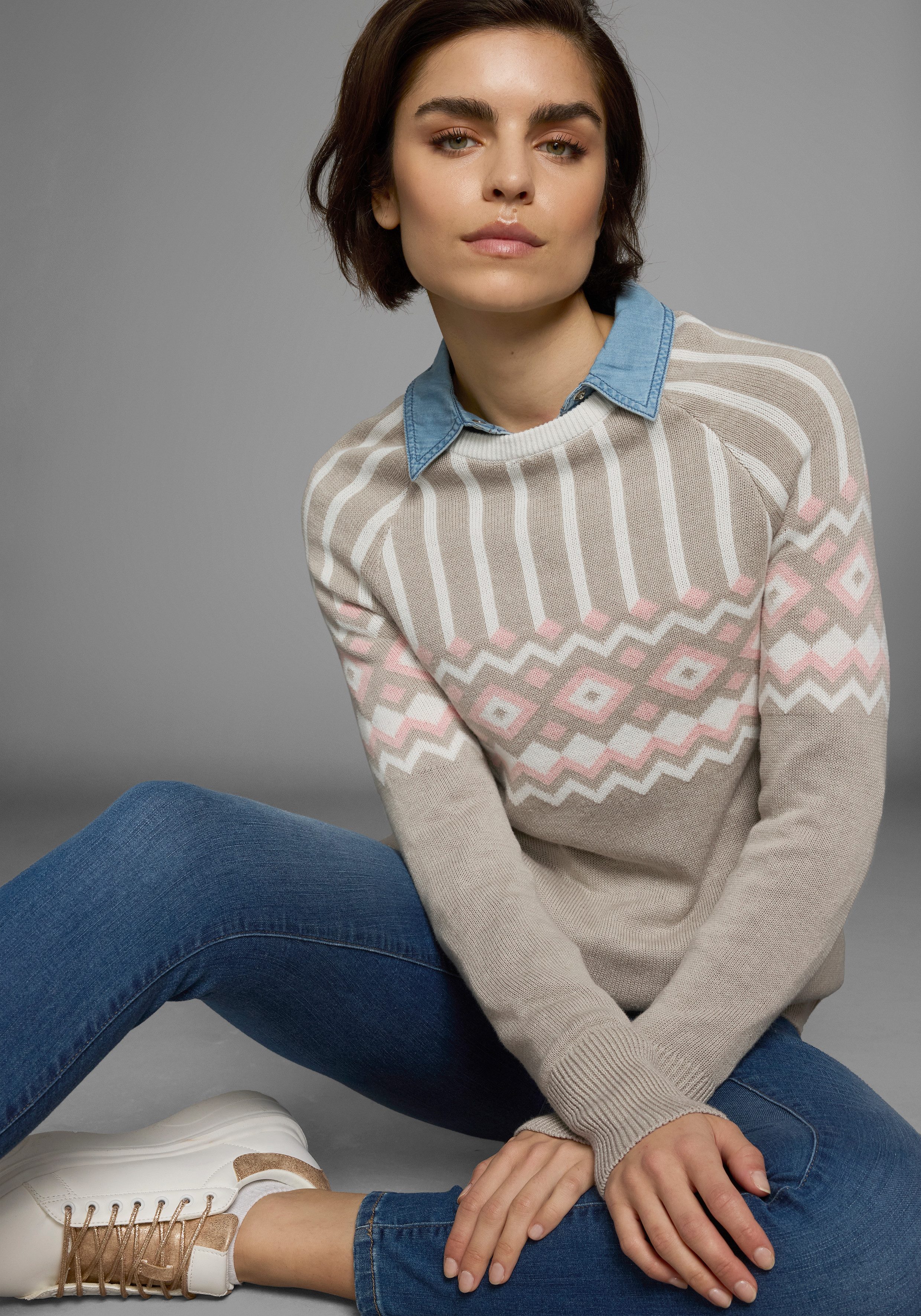 AJC Jacquardpullover mit Norwegermuster in verschiedenen Farbvarianten