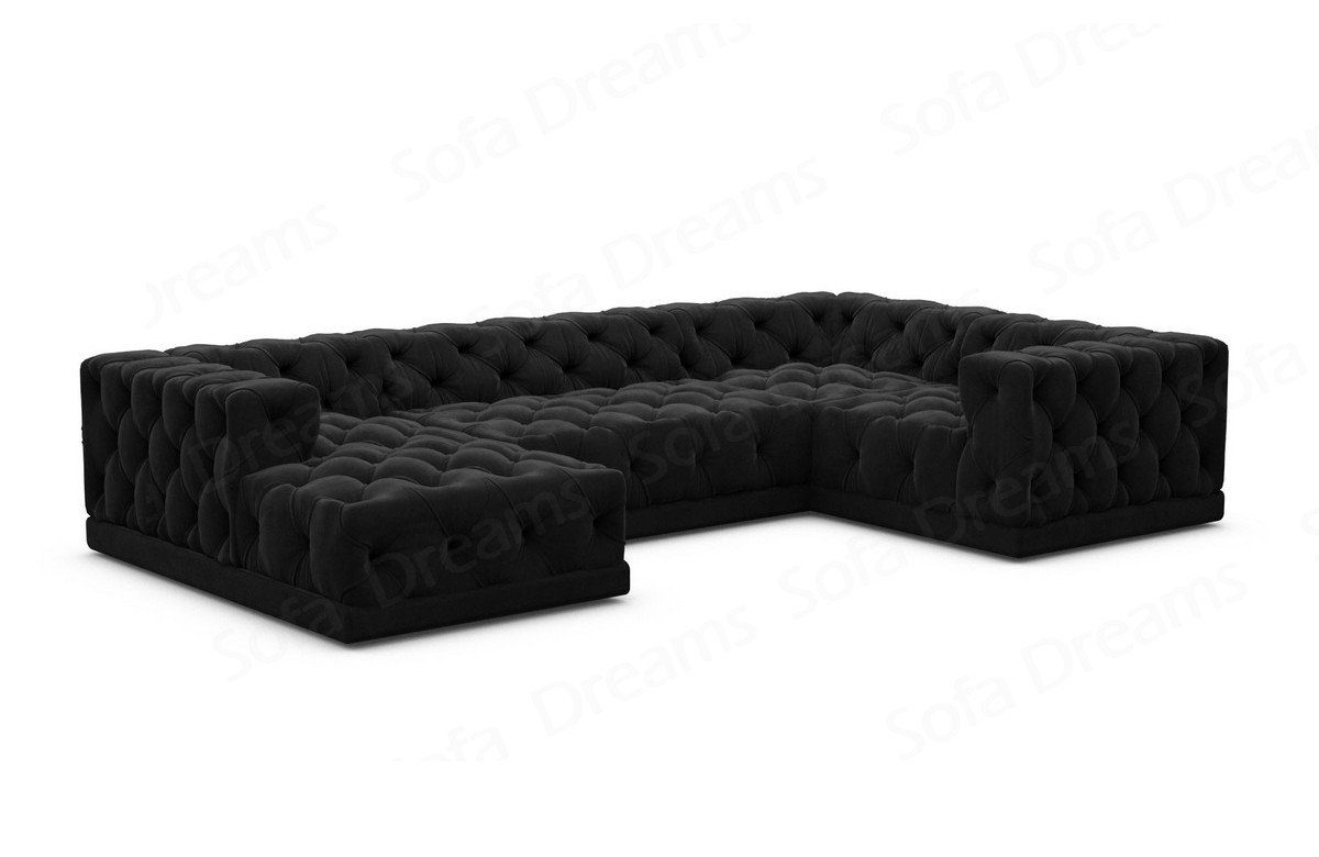 Sofa Dreams Wohnlandschaft Designer Stoff Sofa Palma U Form Samtstoff Stoff günstig online kaufen