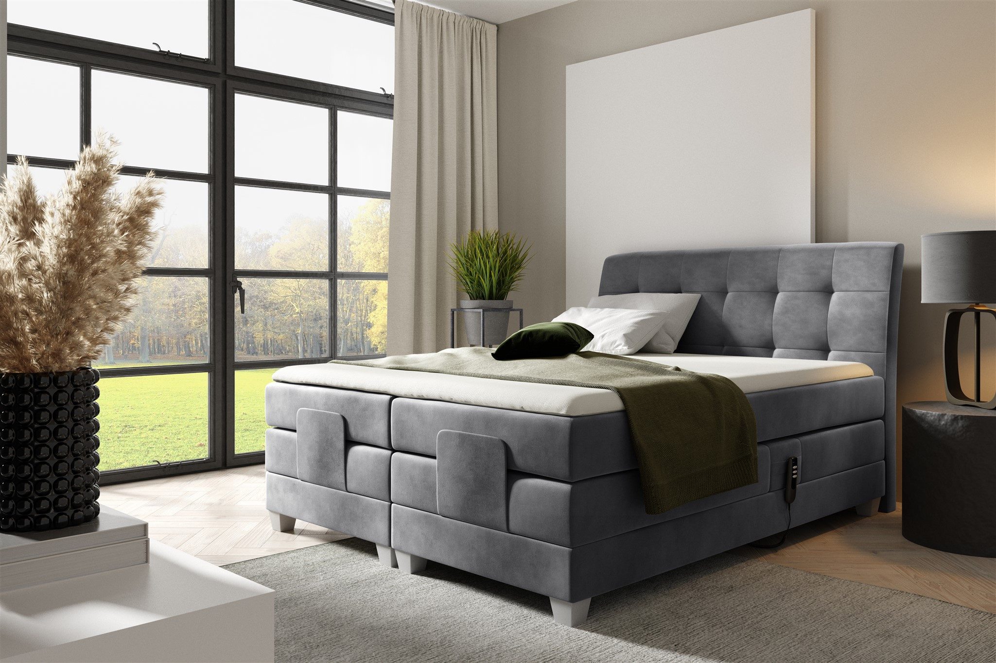 Fun Möbel Boxspringbett Schlafzimmerbett FRANCO Elektrisch in Stoff Fresh (inkl. Topper), Matratzen elektrisch verstellbar