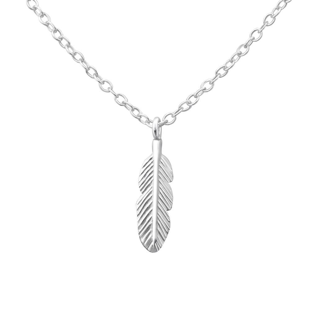 Kette mit Anhänger Kette Feder aus 925 Silber Damen