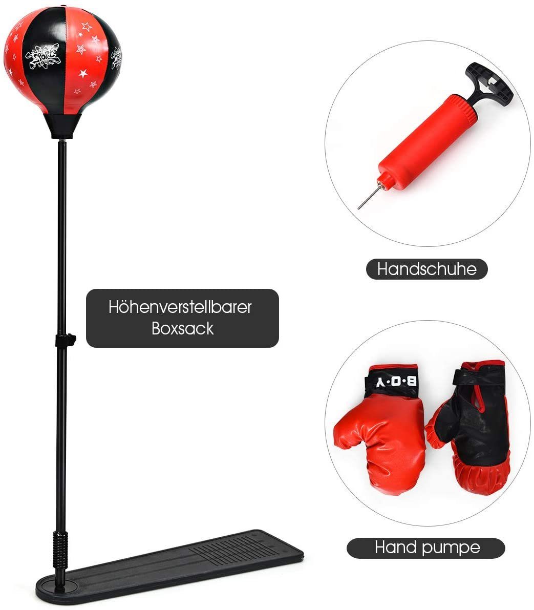 COSTWAY Punchingball Standboxball, 120-154cm höhenverstellbar