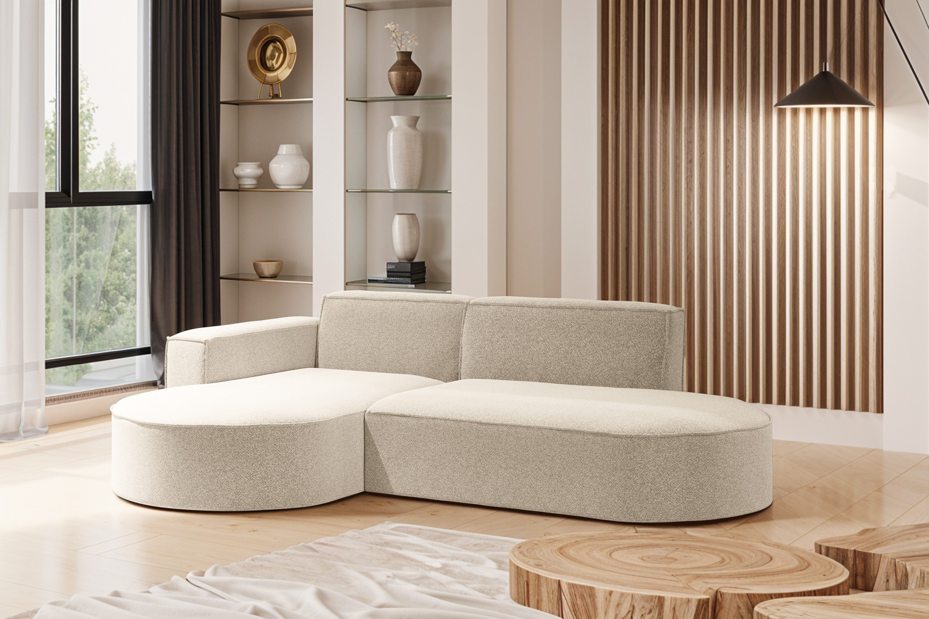 Kaiser Möbel Ecksofa Modernes L-förmiges Modena Studio stoff Raven, Ecksofa, Komfortables, elegantes Design, links/rechts