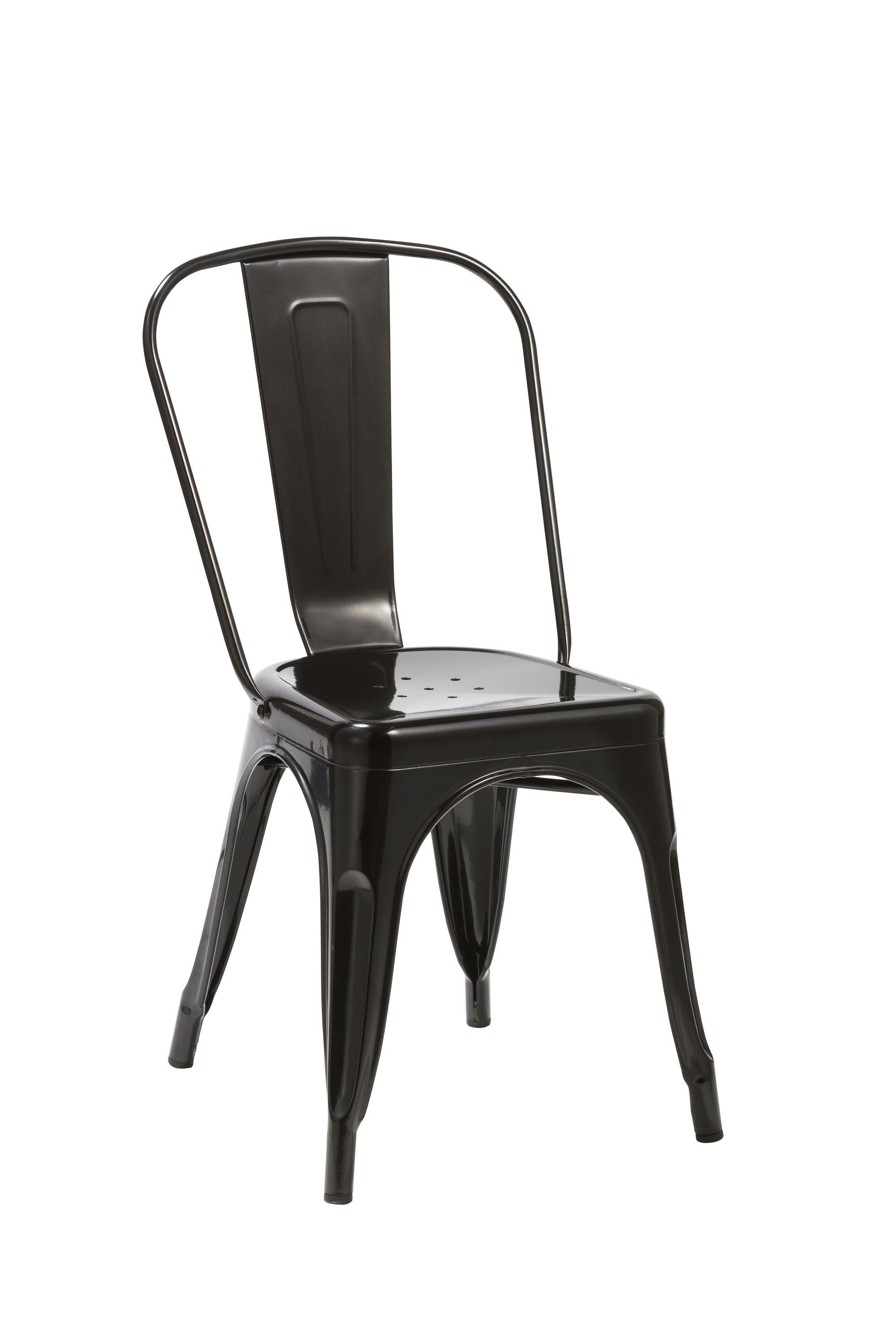 Duhome Esszimmerstuhl, Küchenstuhl Stuhl Esszimmerstuhl aus METALL Sitzfläche aus Holz stapelbar Schwarz