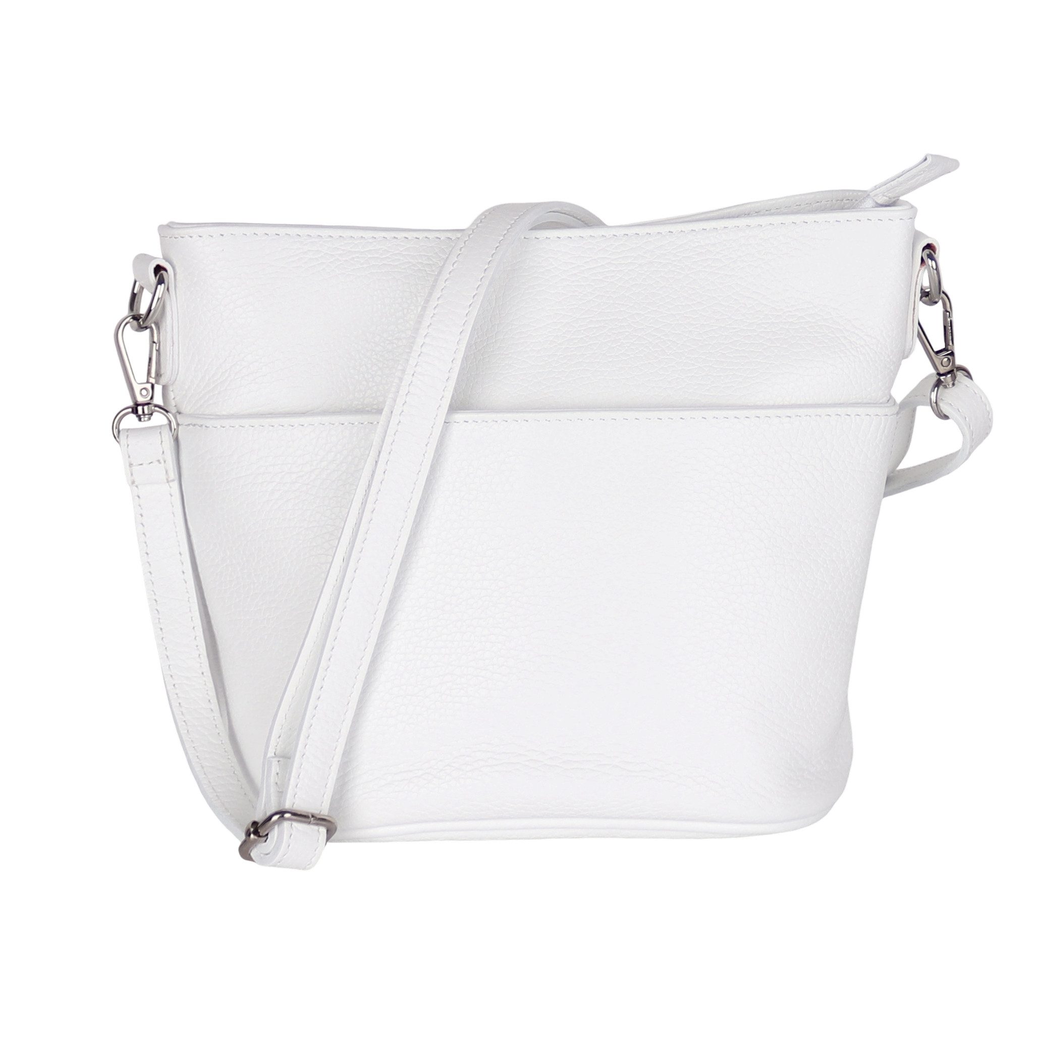 MIRROSI Umhängetasche Damen, Crossbody Bag, Echtleder Made in Italy (1 Tasche 2 Gurte oder Basic Version 1 Tasche 1 Gurt), 24x18x12cm (BXHXT)