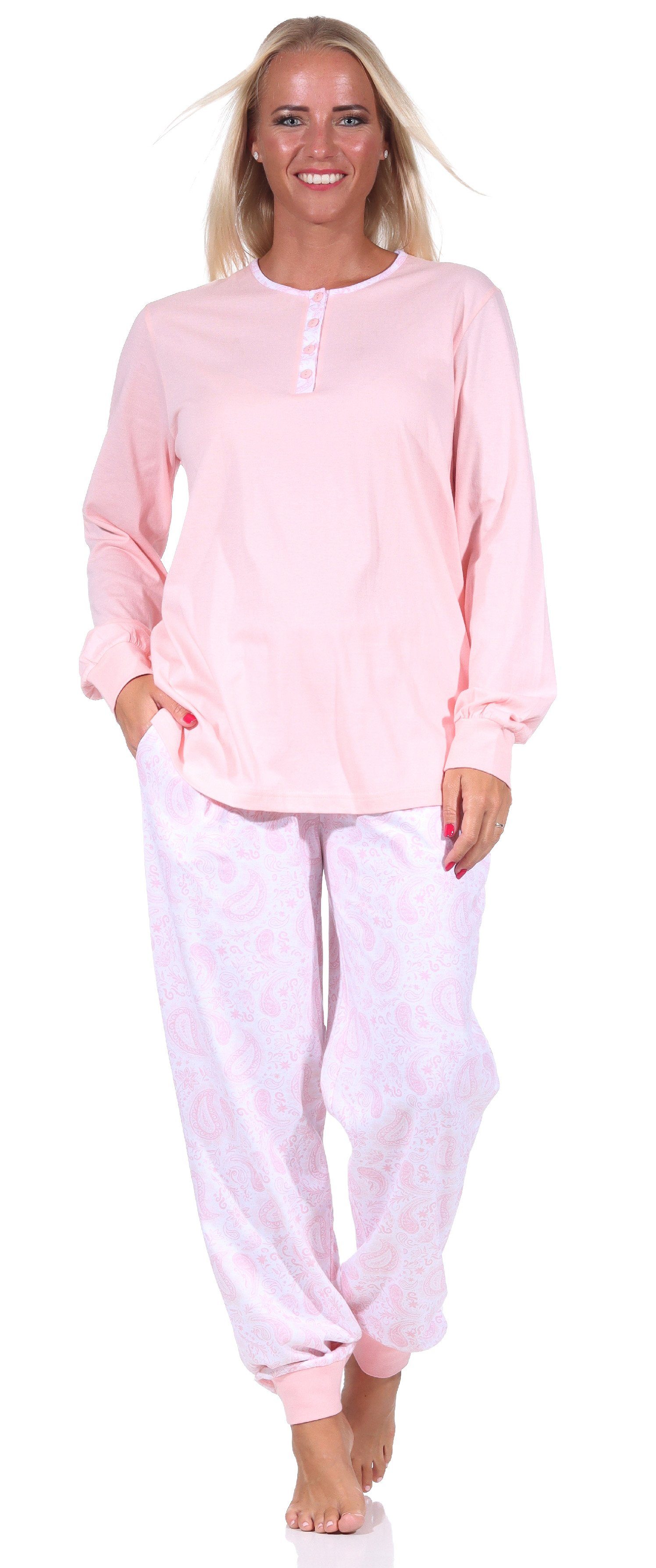 Normann Pyjama »Edler Damen Pyjama Schlafanzug mit Knopfleiste und Paysley  gemusterter Hose - 212 201 350« online kaufen | OTTO