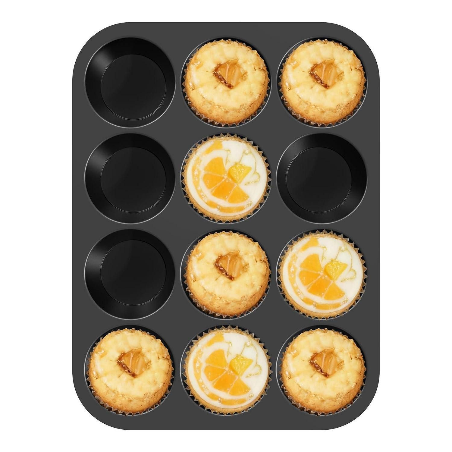 LuxusKollektion Muffinform Muffinform 12er Silikon Metallrahmen schwarz, (12-tlg)