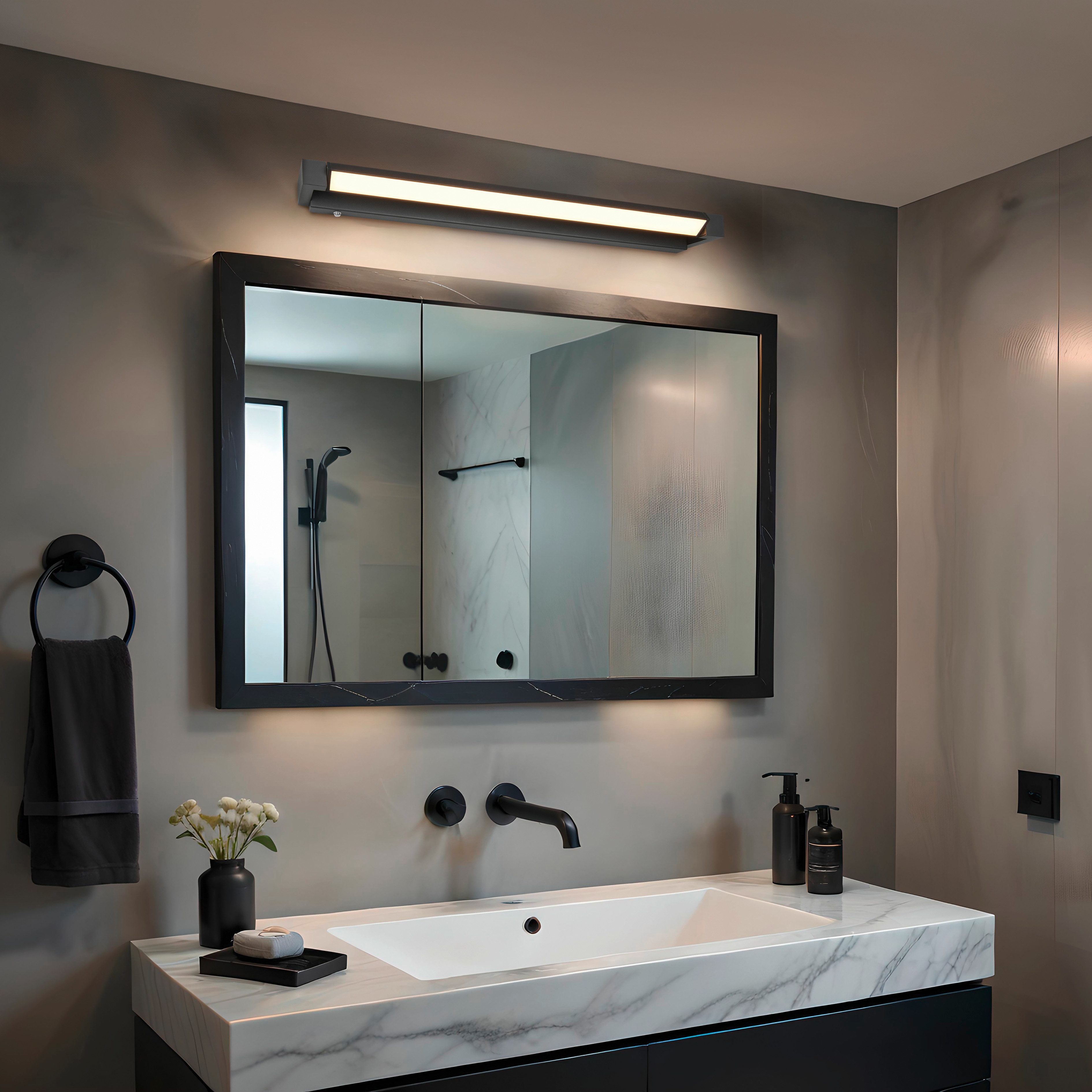 TRIO Leuchten LED Wandleuchte FABRIZIO, Badezimmer Wandleuchte LED 15,5W 1700 Lumen Touchdimmer, Dimmfunktion, Ein-/Ausschalter, Memoryfunktion, LED fest integriert, warmweiß - kaltweiß, Lichtaustritt schwenkbar, Lichtfarbe einstellbar 2300-3000-4000K