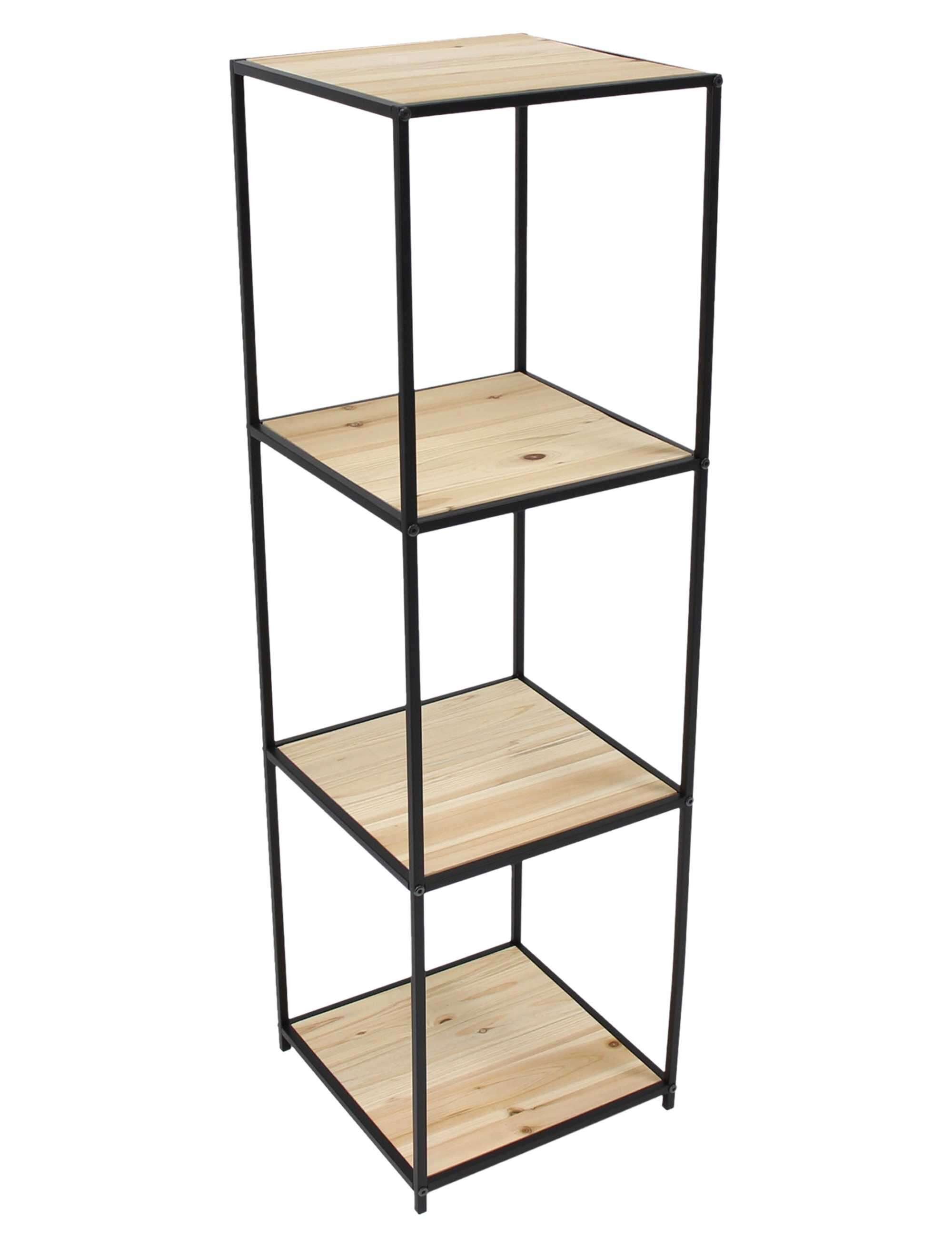 Dekoleidenschaft Standregal "Modern Living" Regal aus Holz & Metall, schwarz, 116 cm hoch, 4 Böden, Wohnzimmerregal, Bücherregal, Küchenregal, Badregal