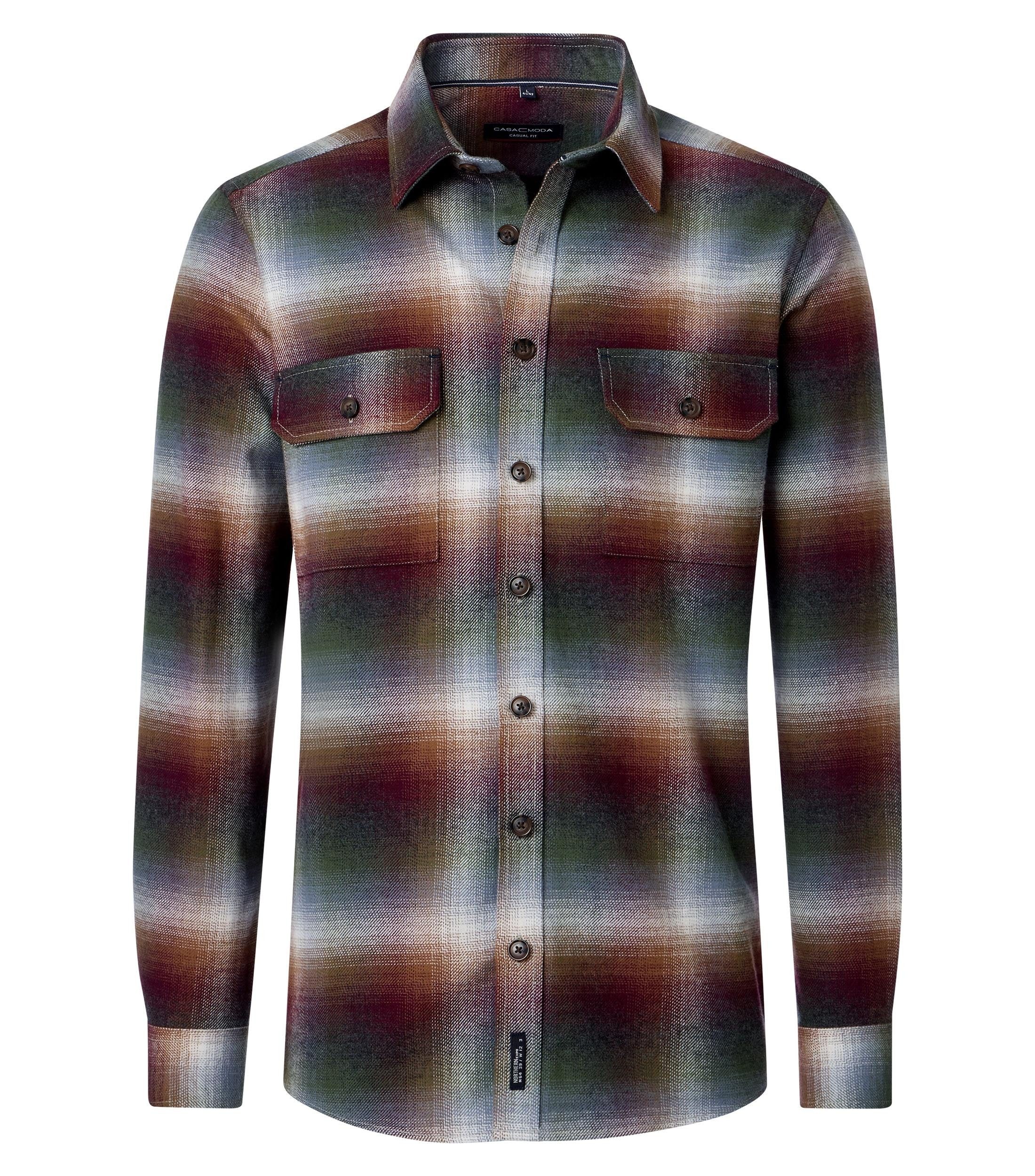CASAMODA Hemdjacke CASAMODA Herren Hemdjacke Langarm Kent Casual Flanell Rot Karo