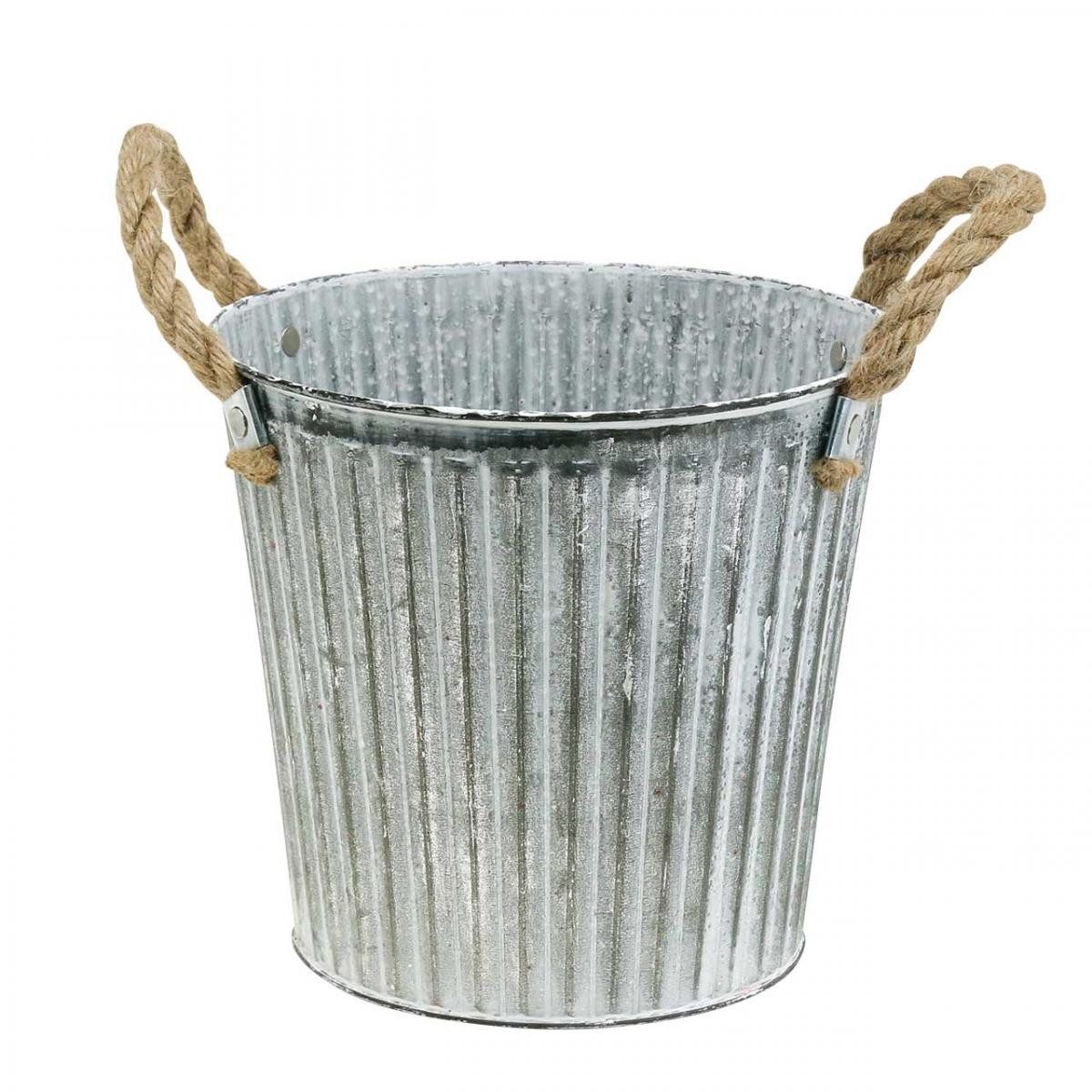 Übertopf Deko-Topf Shabby Chic Metall Ø21,5cm mit Henkeln für Pflanzen