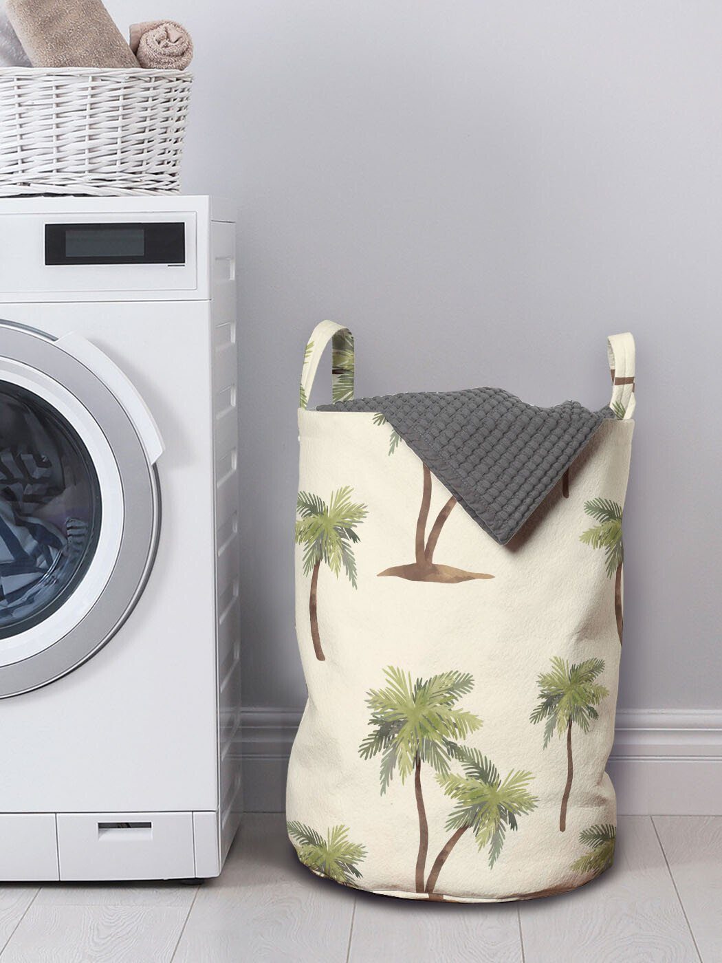 Abakuhaus Wäschesäckchen Wäschekorb Palms mit Simplistic Kordelzugverschluss Pattern Waschsalons, Hawaii Griffen für