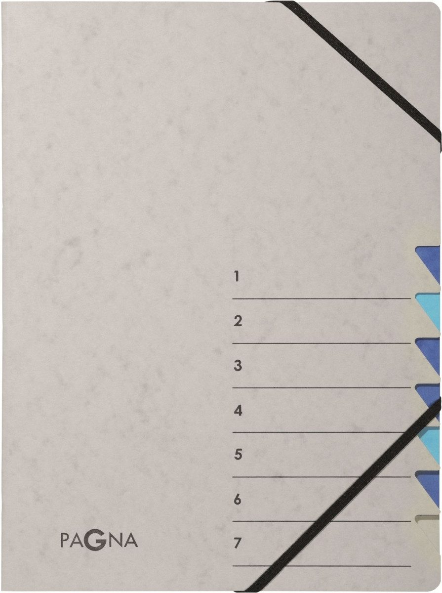PAGNA Organisationsmappe Ordnungsmappe A4 7 Fächer Easy Grey blau 1-7