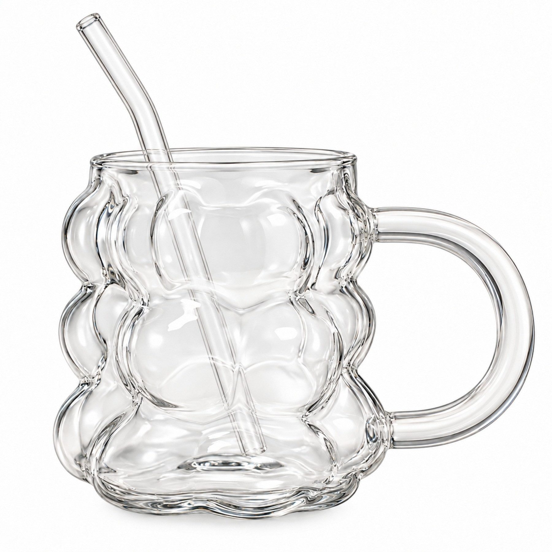 Mulex Gläser-Set Gläser Set Pumpkin Bubble 2 x 350 ml inklusive 6 Trinkhalme aus Glas, 8-tlg., Glas, Gläser und Halme sind spülmaschinengeeignet