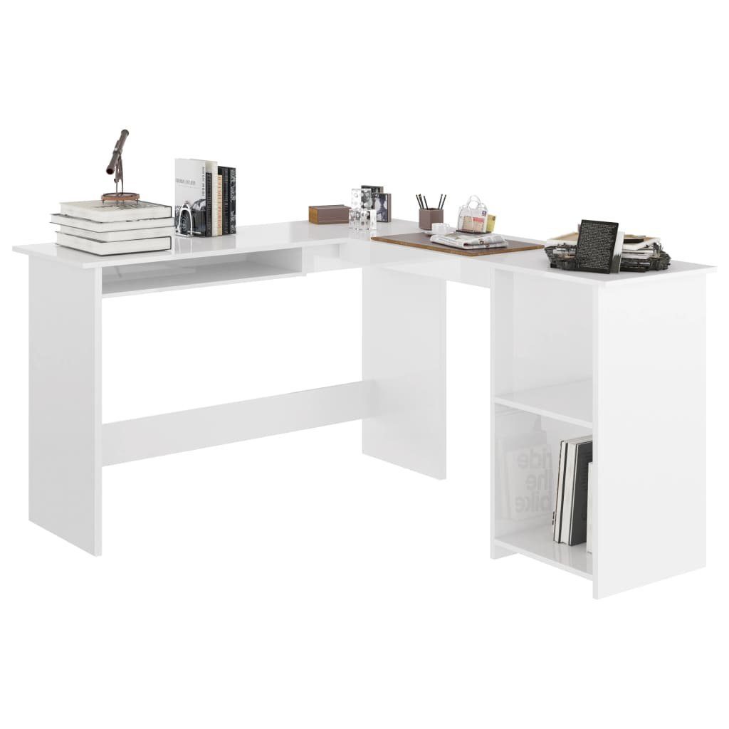 Schreibtisch furnicato L-Form cm Eckschreibtisch in Hochglanz-Weiß 120x140x75
