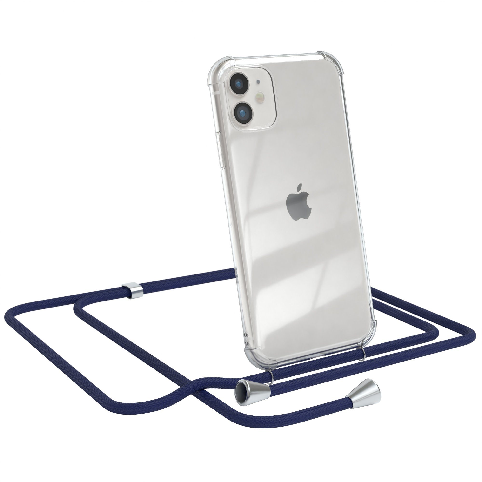 EAZY CASE Handykette Hülle mit Kette für Apple iPhone 11 6,1 Zoll, Kette zum Umhängen Backcover Etui Schutzhülle Hülle mit Band Case Blau