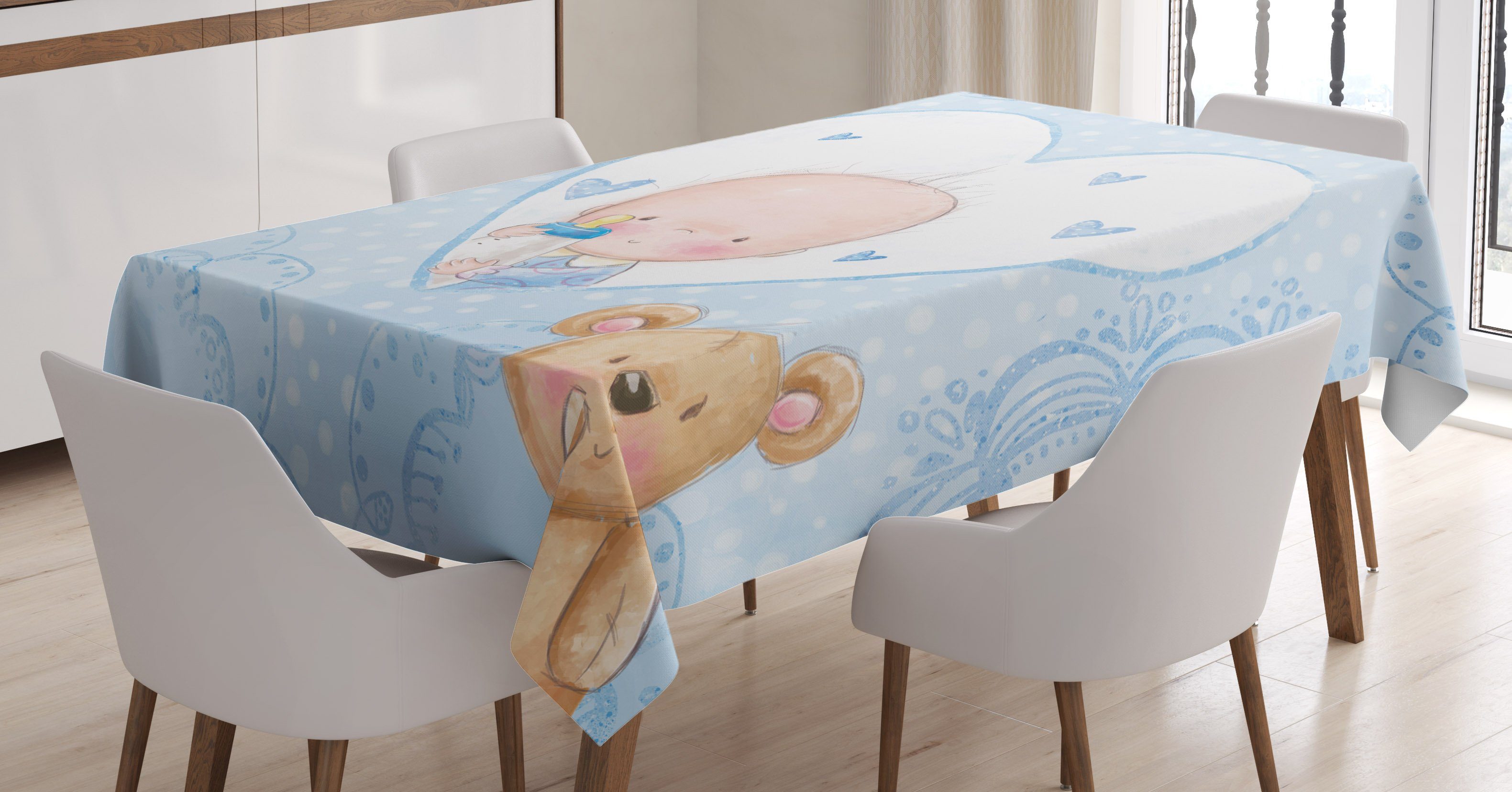Abakuhaus Tischdecke Farbfest Waschbar Für den Außen Bereich geeignet Klare Farben, Kids Baby-Teddybär