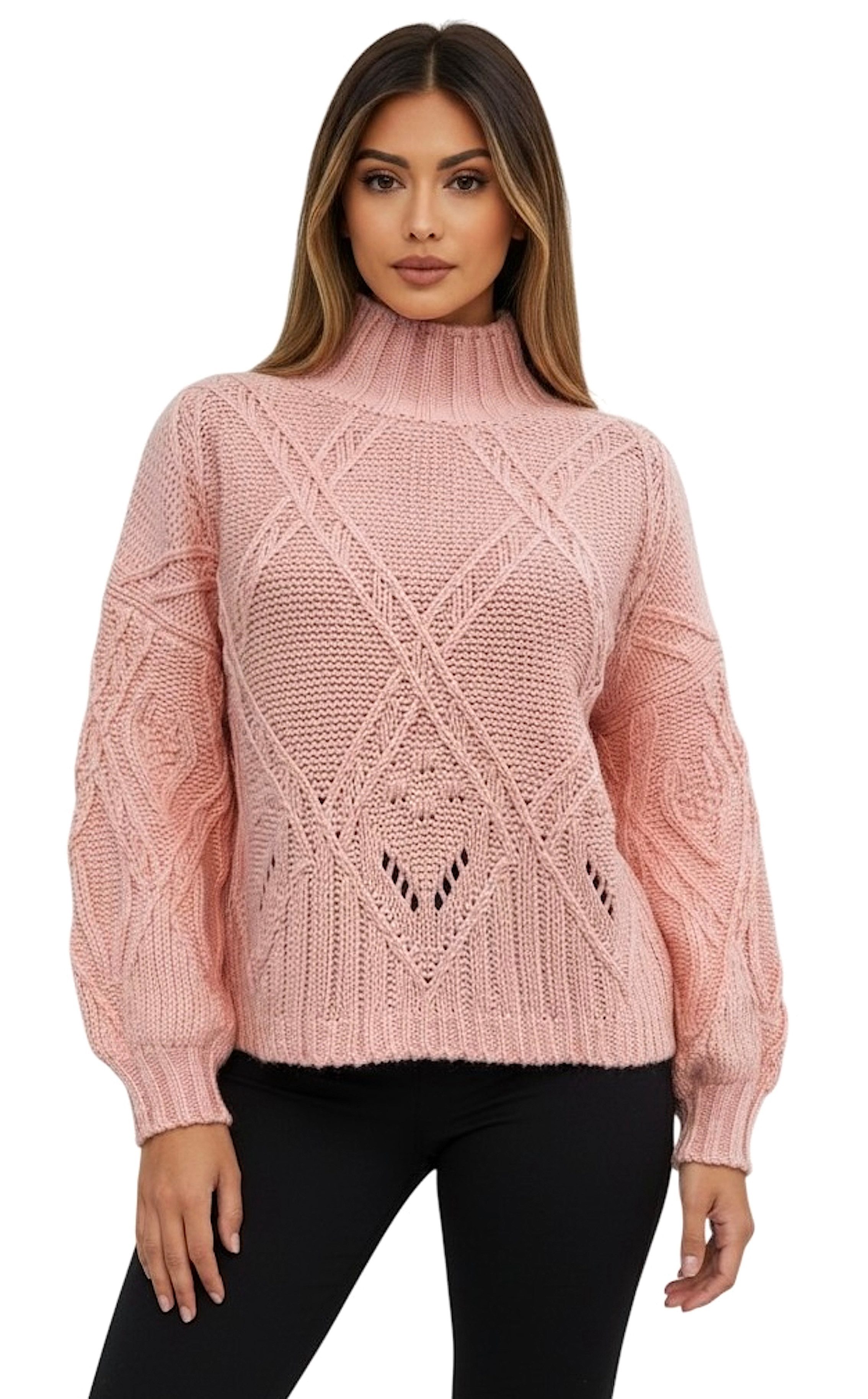 Worldclassca Strickpullover WORLDCLASSCA Oversize Strickpulllover Steh Kragen Zopf Muster Dick Neue Kollektion - Stilvolle und gemütliche Strickmode für Damen