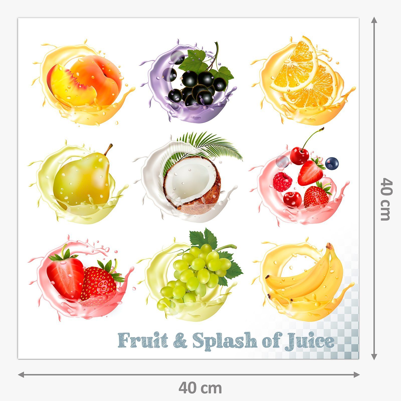 Fruchtsplash Verschiedene Motiv Spritzschutz Küchenrückwand Küchenrückwand mit Primedeco Glas