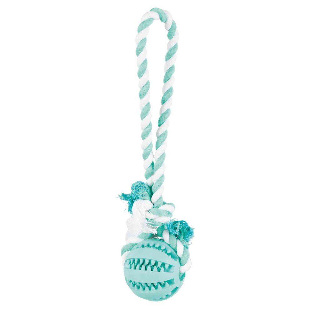 Tiertaue Trixie DENTAfun Naturgummi-Ball am Tau - 7 cm