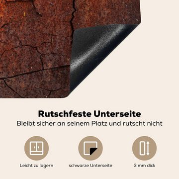 MuchoWow Herdblende-/Abdeckplatte Rost - Linie - Grau, Vinyl, (1 tlg), 77x51 cm, Ceranfeldabdeckung, Arbeitsplatte für küche