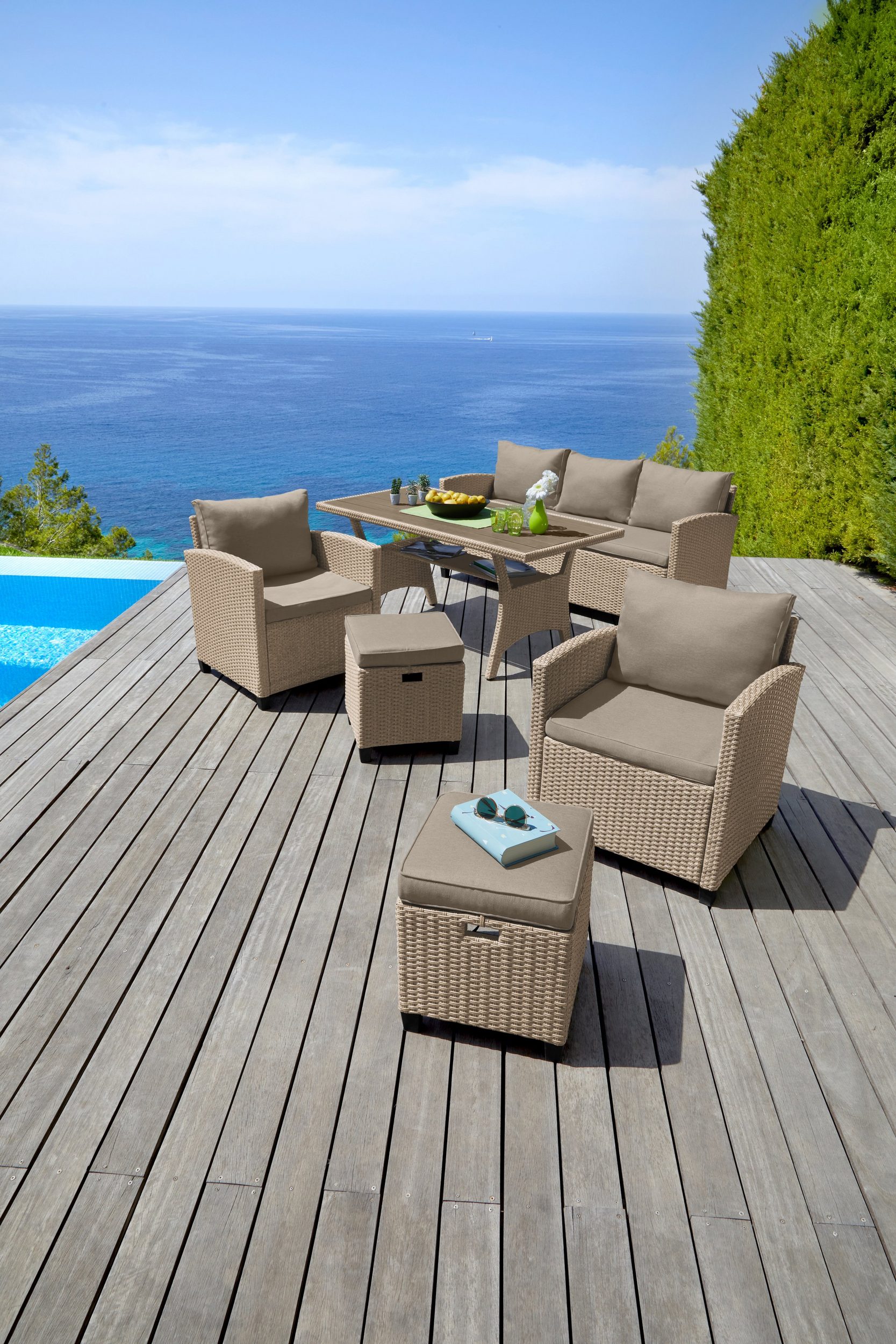 Gartenlounge-Set AMSTERDAM Beige - Einrichtungsbeispiel