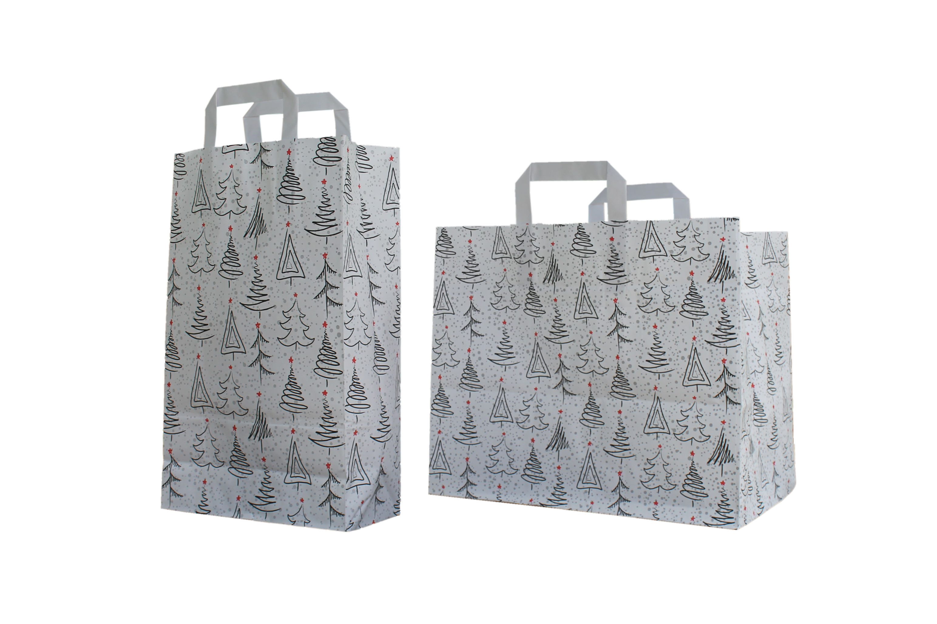 Tragetasche Papiertragetasche weiß, "Weihnacht", 70 g/qm, 32 + 21,5 x 27 cm (25-tlg)