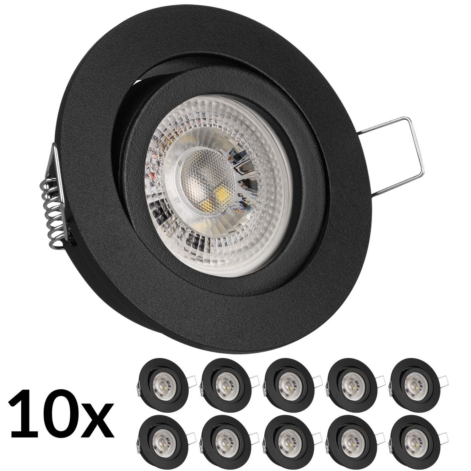 10er Set LEDANDO 3W LEDANDO LED LED schwarz RGB LED Einbaustrahler mit Einbaustrahler von GU10 in