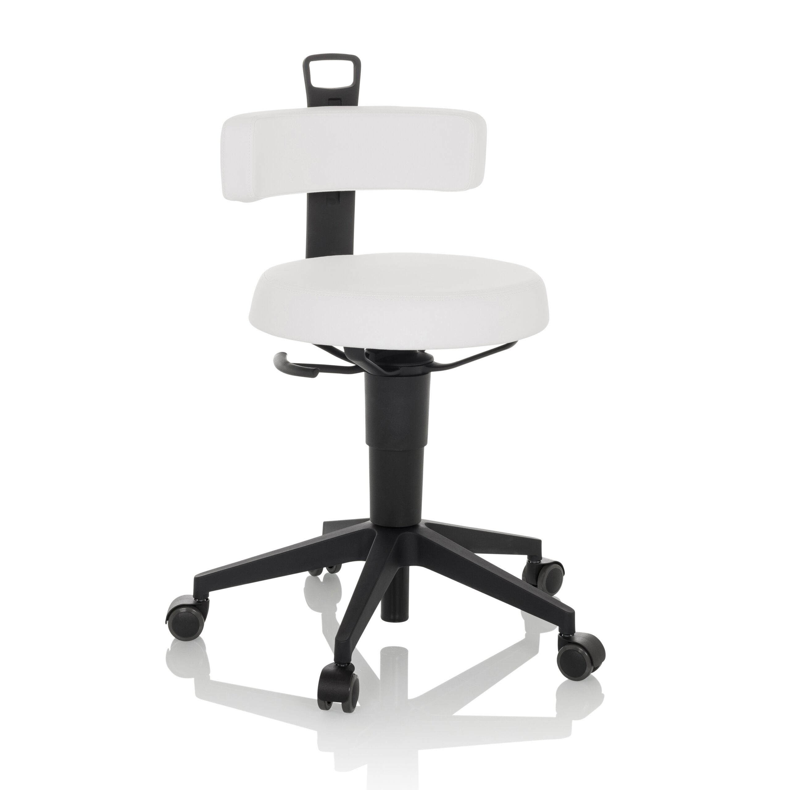 hjh OFFICE Arbeitshocker TOP WORK FLEX PU Bürostuhl Kunstleder Höhe, Drehhocker Arbeitsstuhl, bewegliche Sitzfläche und Lehne, ergonomisch