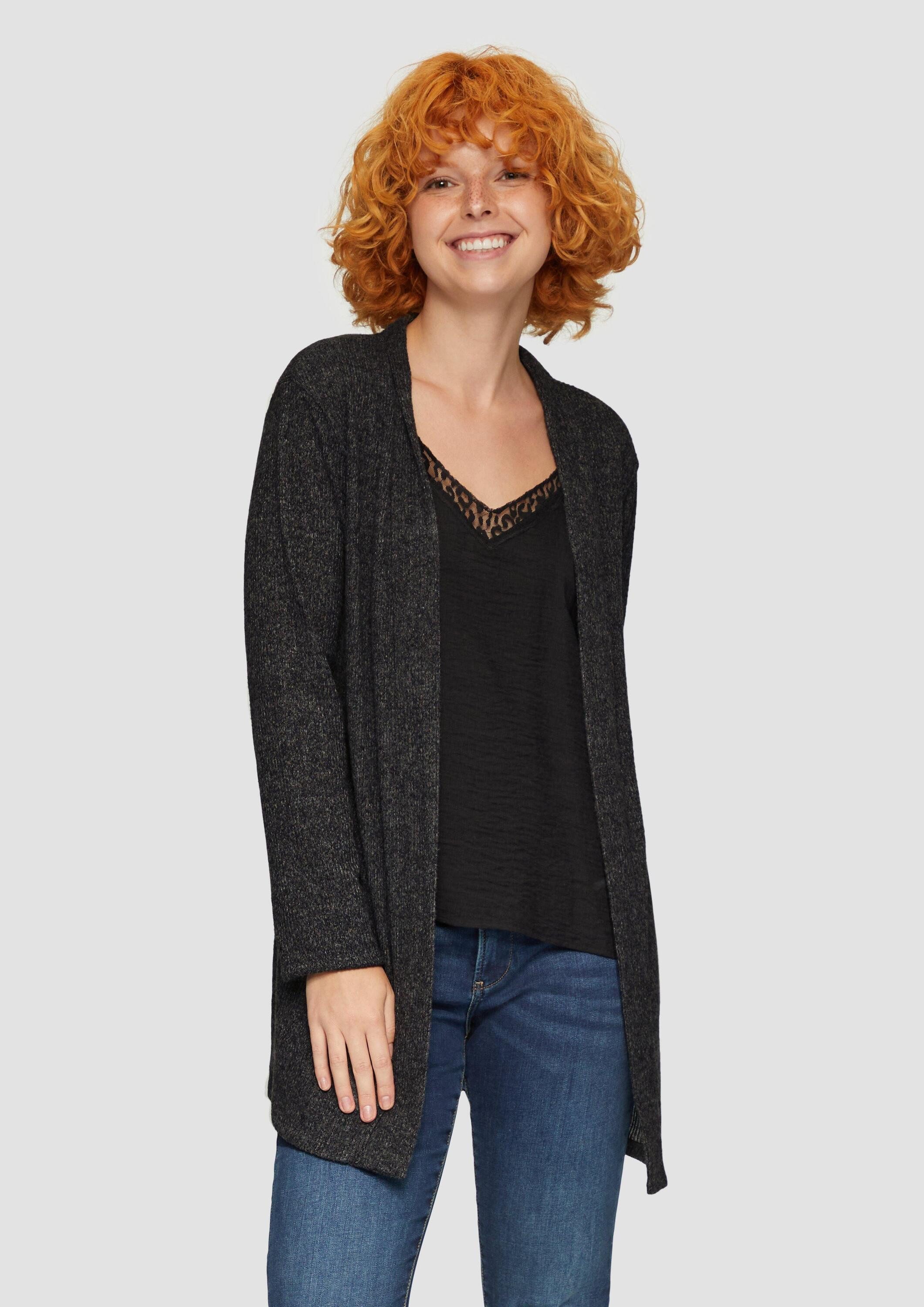 QS Cardigan T-Shirt Flauschiger Long-Cardigan mit günstig online kaufen