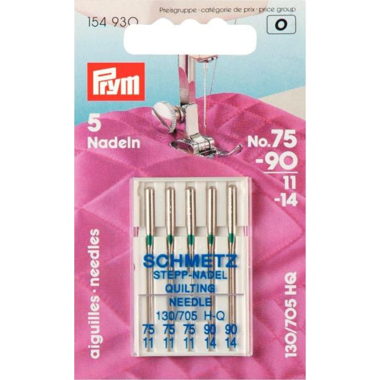Prym Вязальные спицы Иглы для швейных машин 130/705 Quilt./Step.75-90 5 St