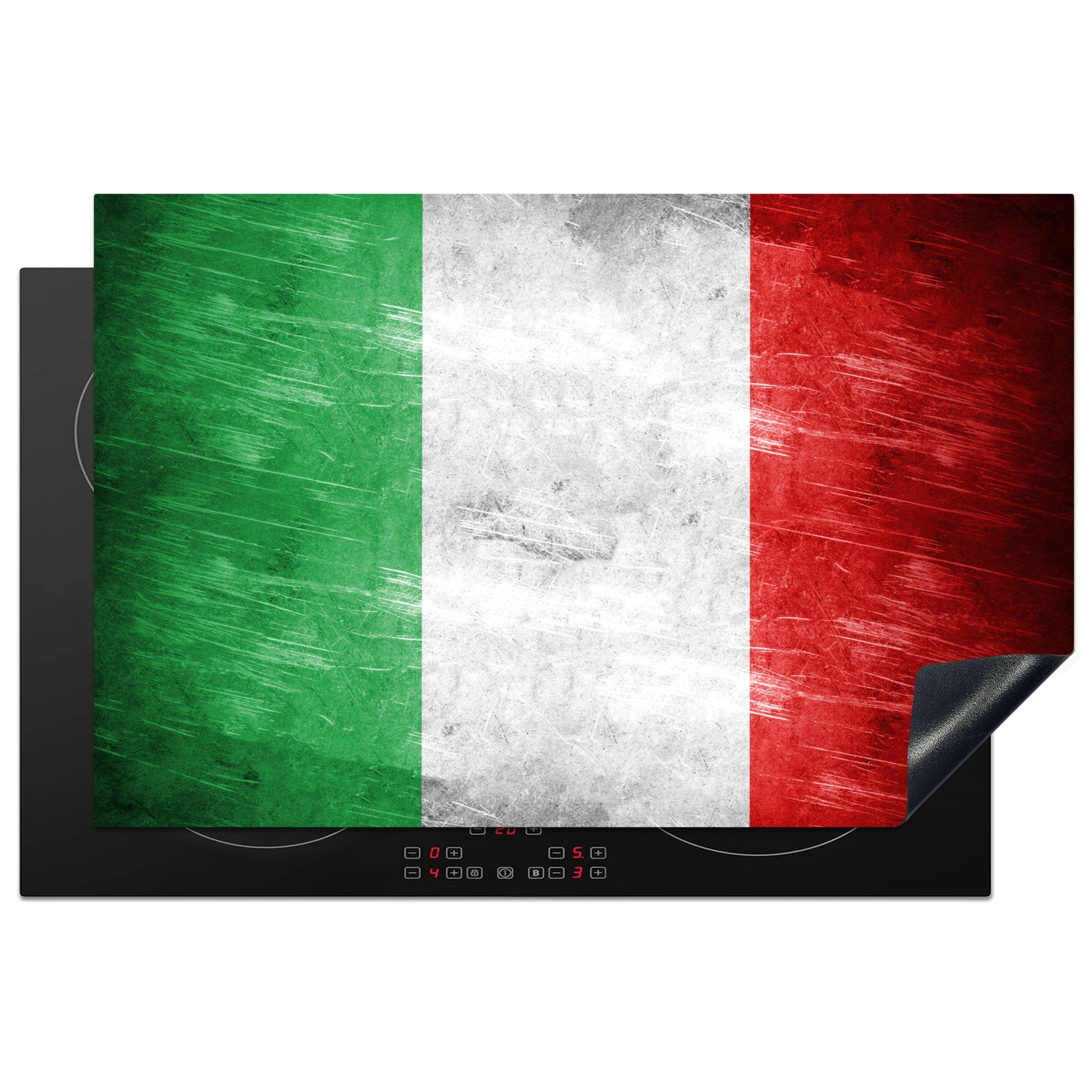 MuchoWow Herdblende-/Abdeckplatte Bild der Flagge von Italien, Vinyl, (1 tlg), 81x52 cm, Induktionskochfeld Schutz für die küche, Ceranfeldabdeckung
