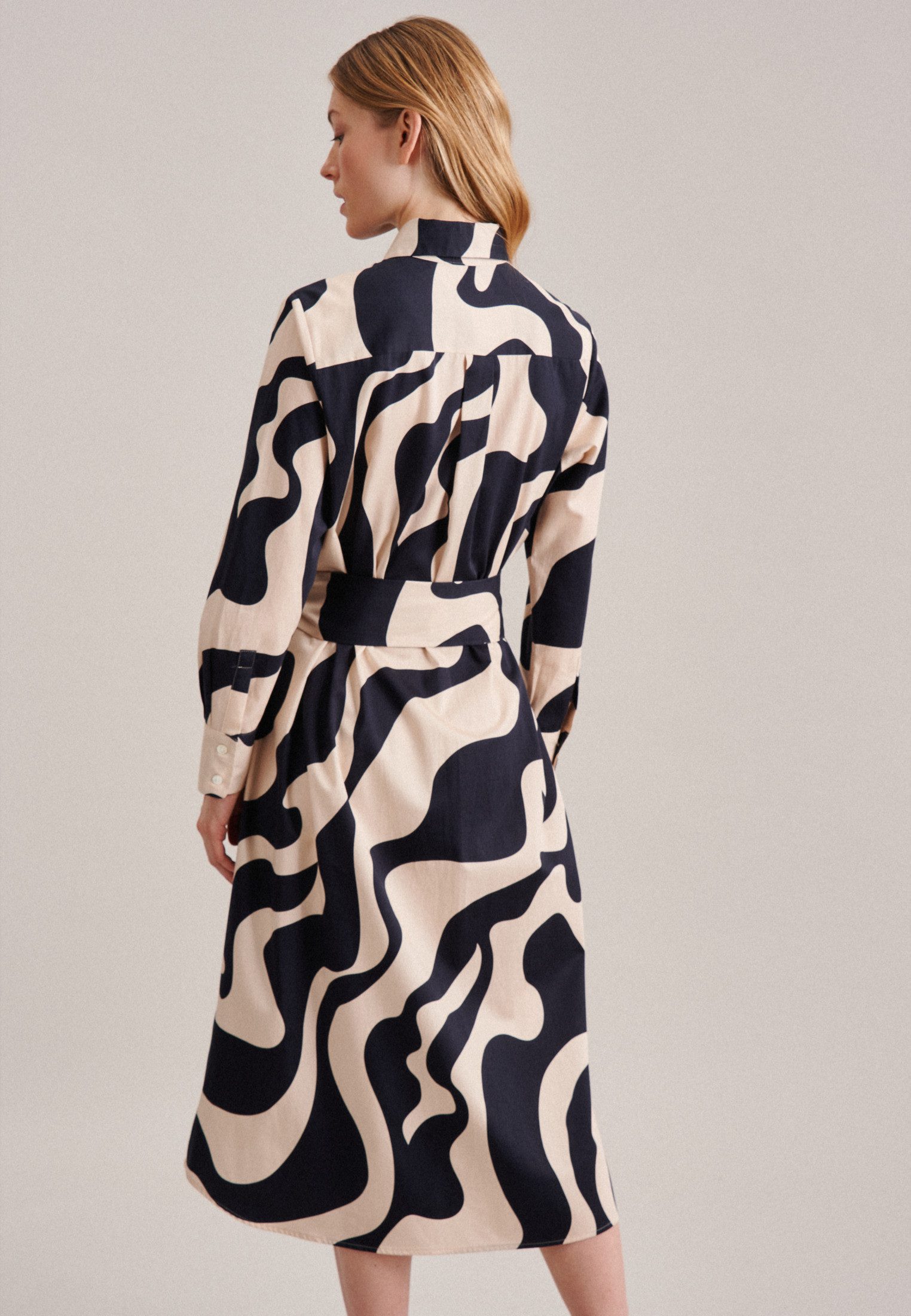 seidensticker Sommerkleid Schwarze Rose Kragen Druck günstig online kaufen