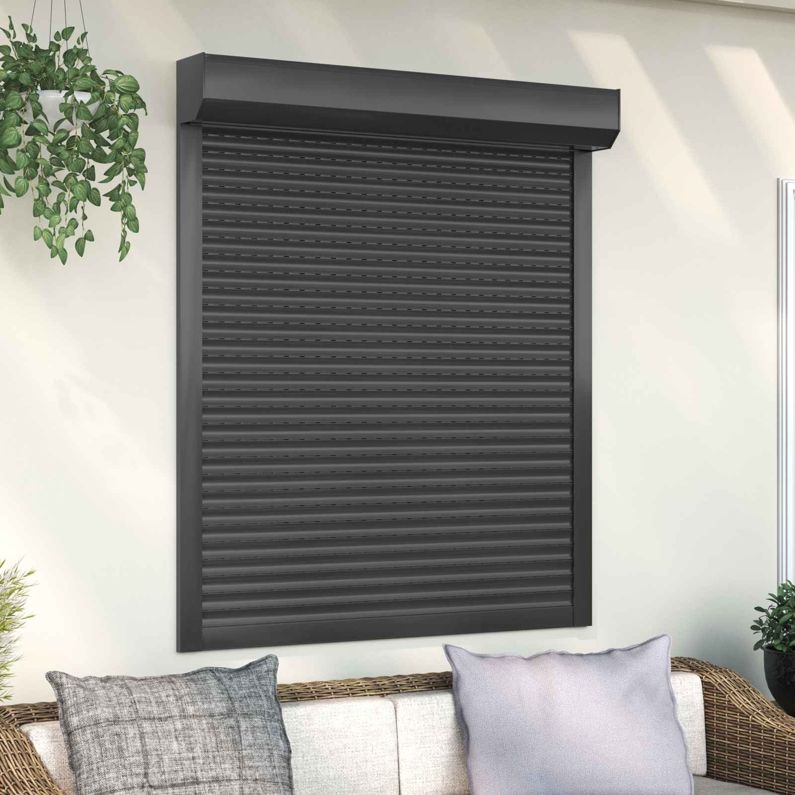 vidaXL Fensterladen Rollladen Anthrazit 110 x 130 cm Aluminium und Polyurethan, BxH: 14x130 cm, (1-St)